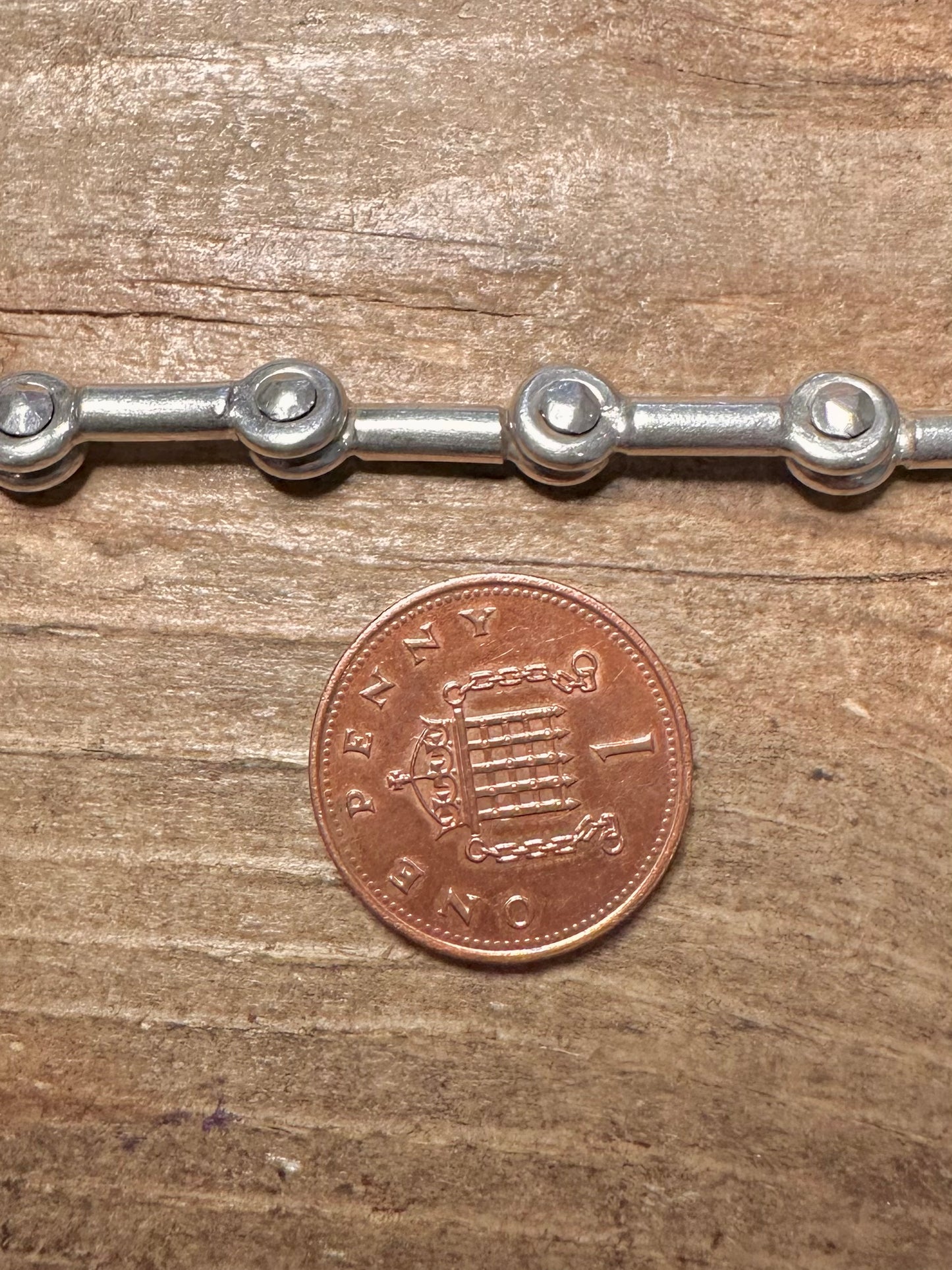 Abstract Mechanical Bar T Bar 925 Silver 6.5 inch Bracelet