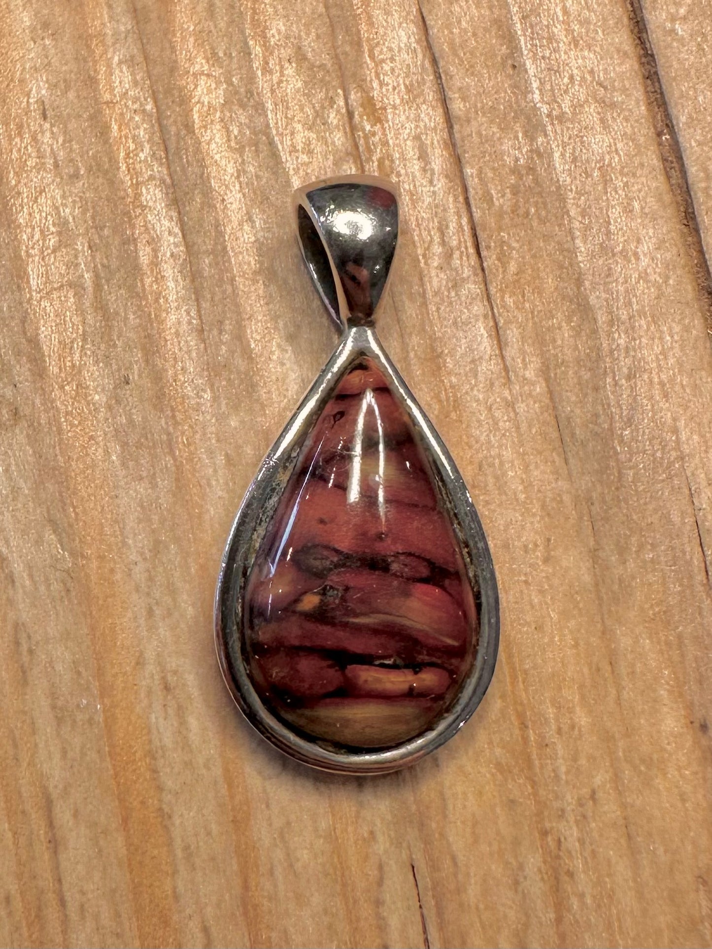 Vintage Jasper Teardrop 925 Sterling Silver Pendant