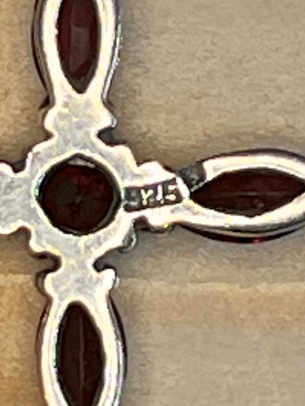 Garnet Cross 925 Sterling Silver Pendant