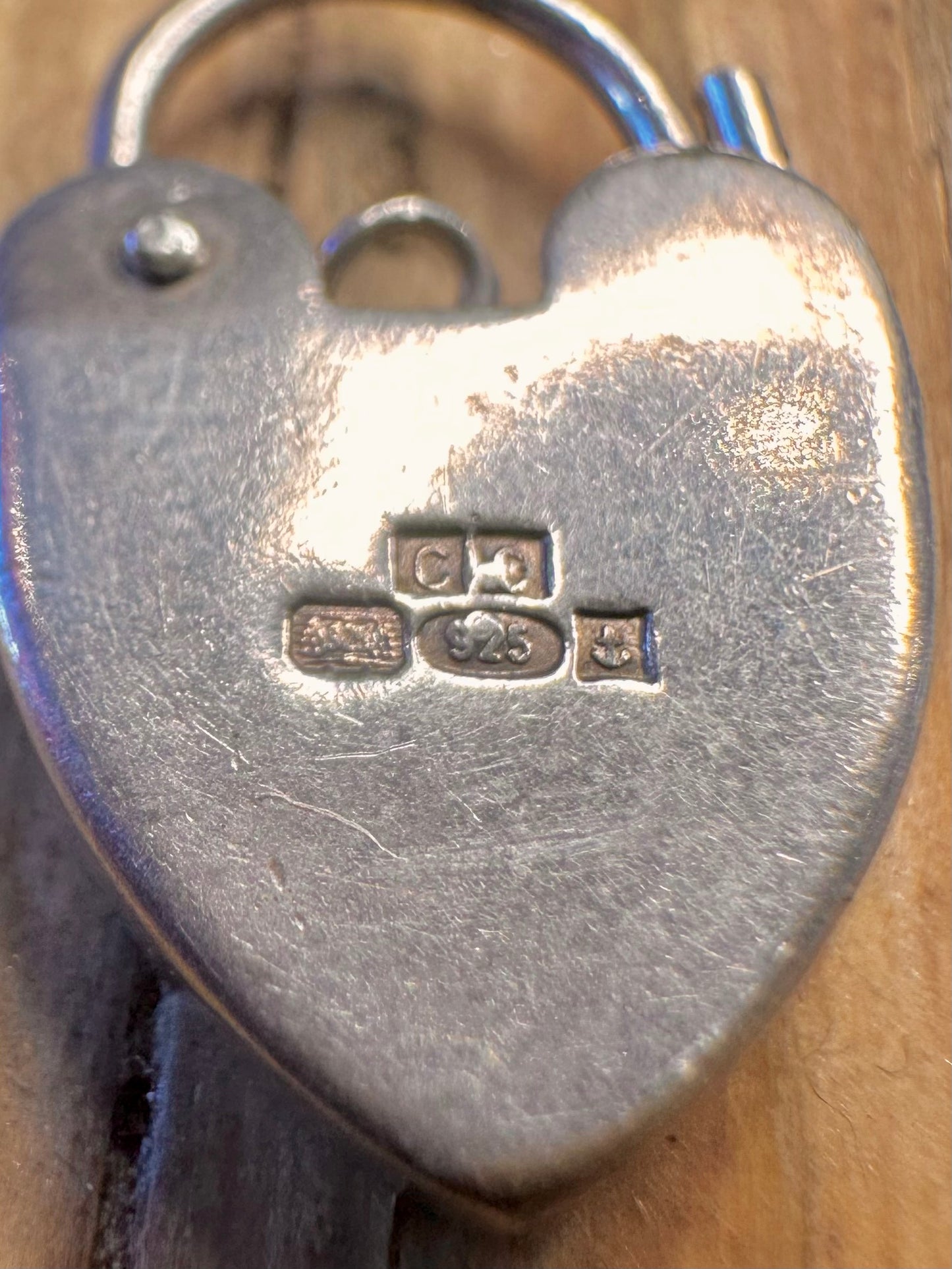 Heart Padlock Hallmarked 925 Sterling Silver Charm Pendant