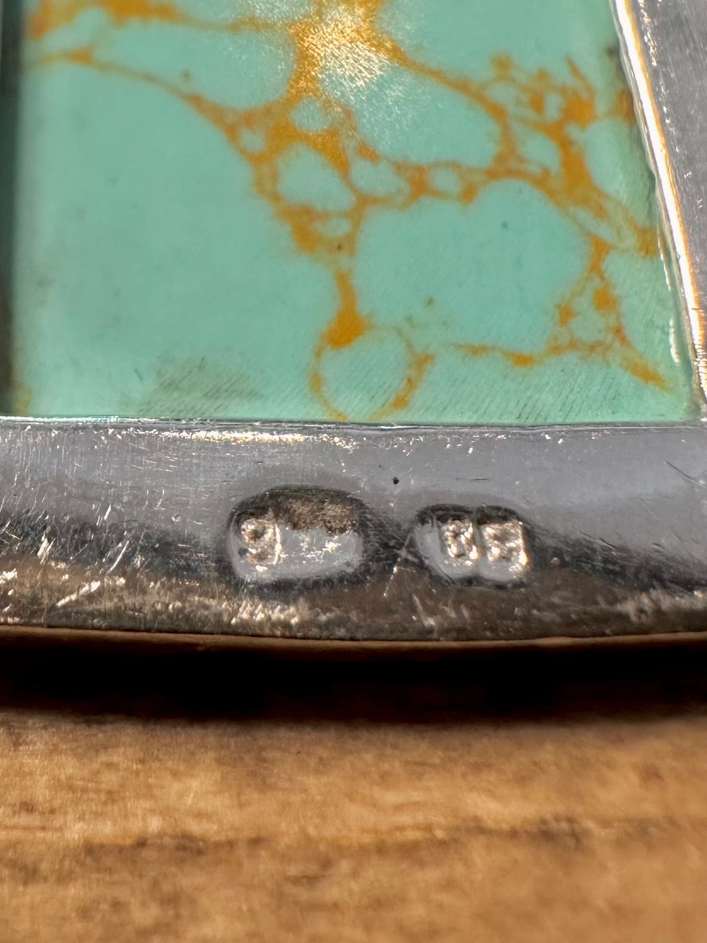 Vintage Howlite Rectangle 925 Silver Pendant