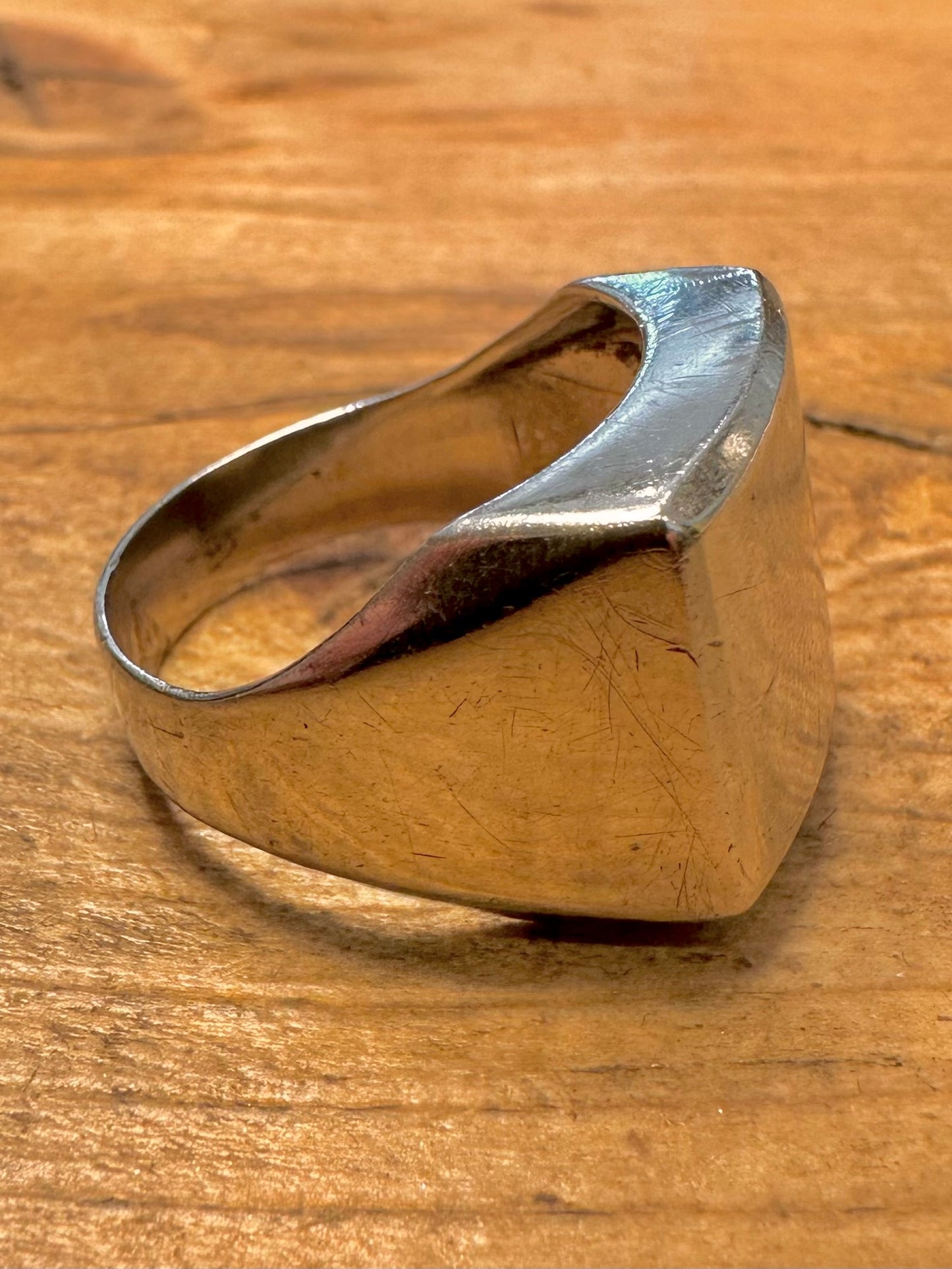 Vintage Signet Square 935 Silver Size T Ring