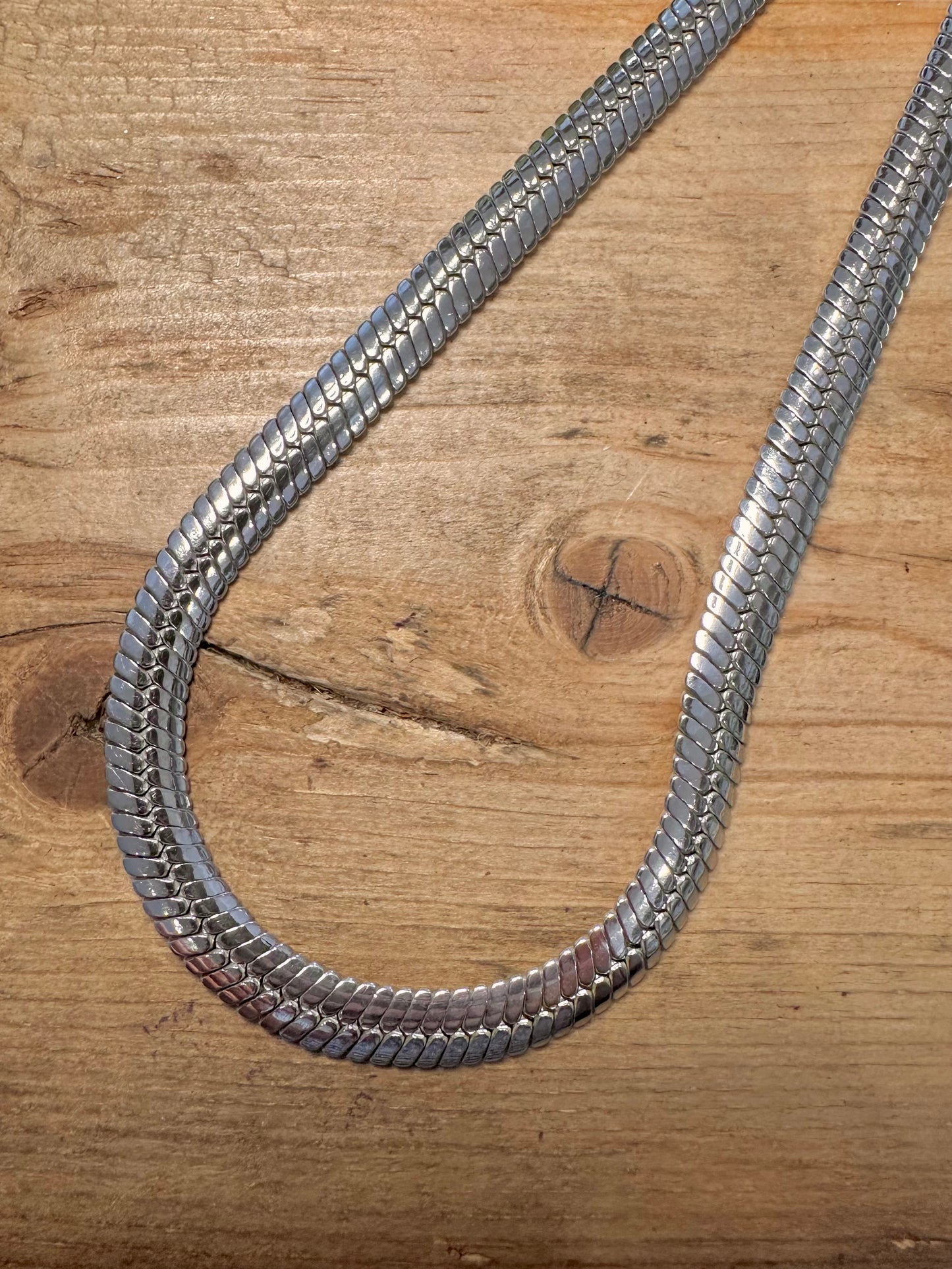Vintage Chunky Herringbone 925 Silver 17.8 inch Necklace