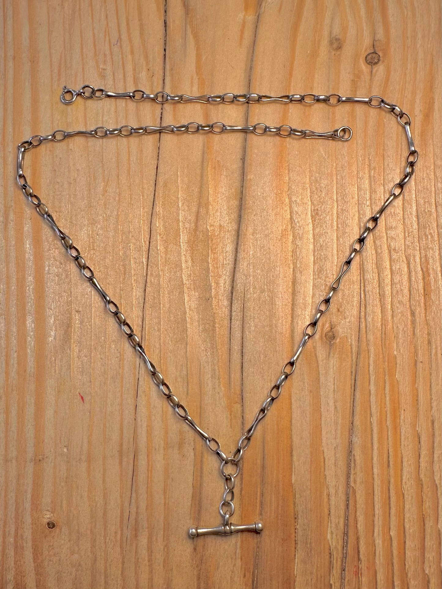 Vintage Unique Chain T Bar Maker CC 925 Sterling Silver 19 inch Necklace