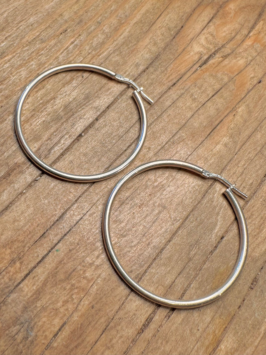 Modern Large Hoops Italy 925 Sterling Silver Earrings