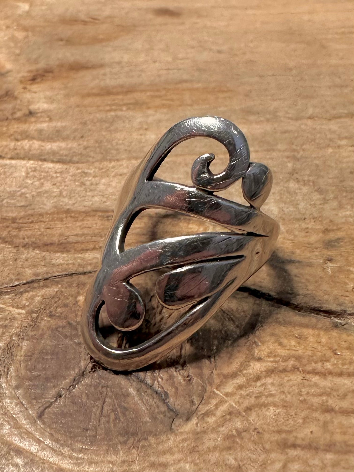 Abstract Swirl 925 Silver Size O Ring