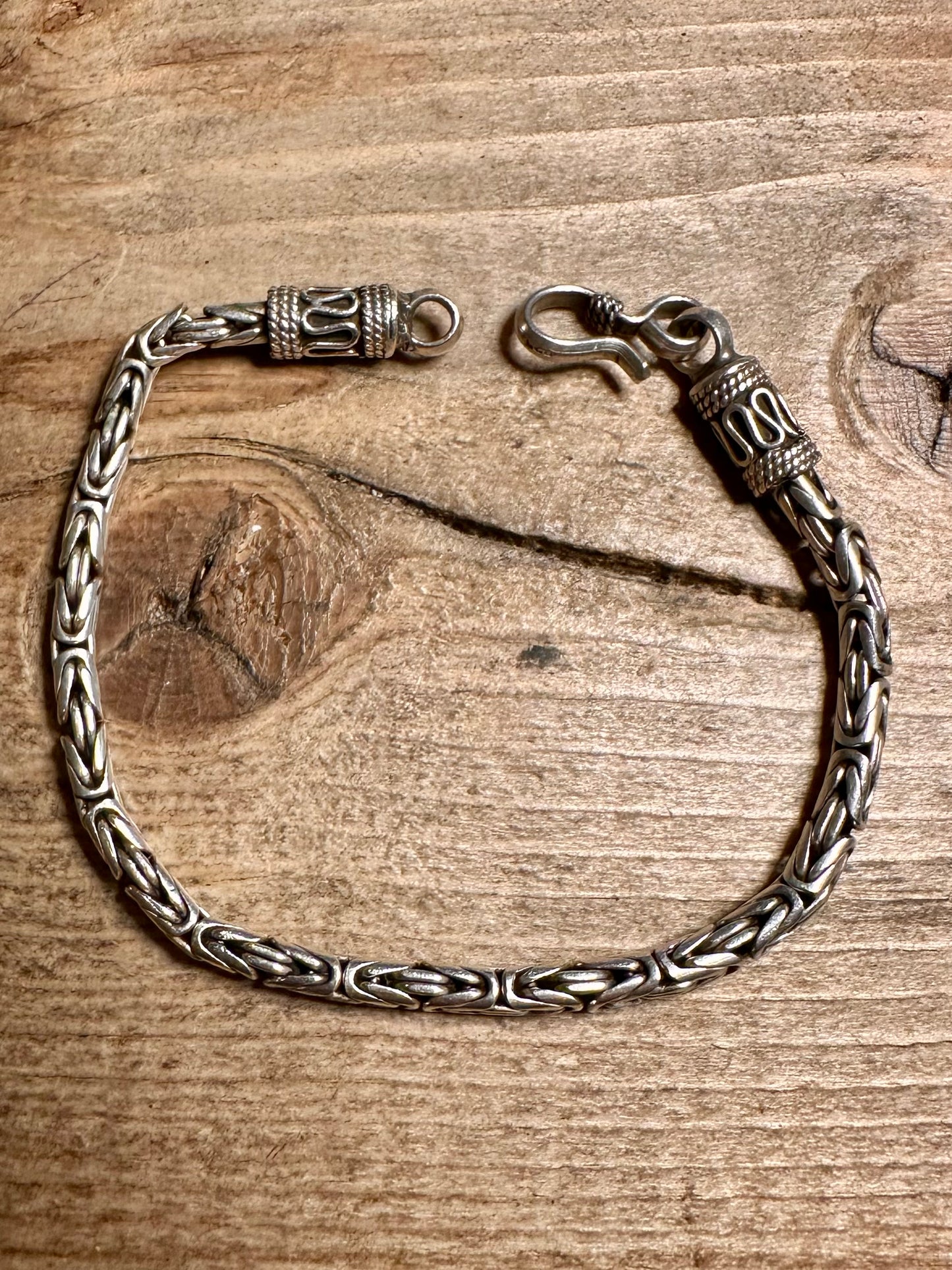 Vintage Byzantine Hook Clasp 925 Silver 7.2 inch Bracelet