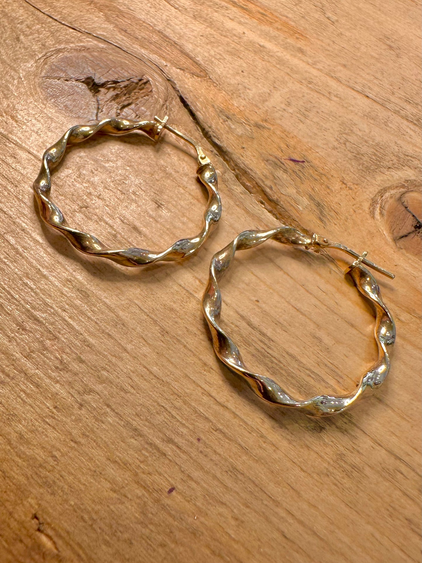 Vintage Twisted Hoops Gold on 925 Silver Earrings