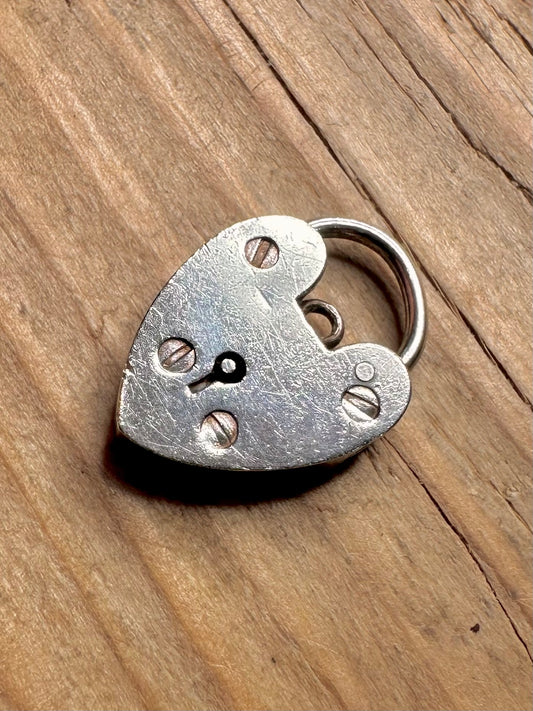 Vintage Heart Padlock 925 Sterling Silver Charm Pendant
