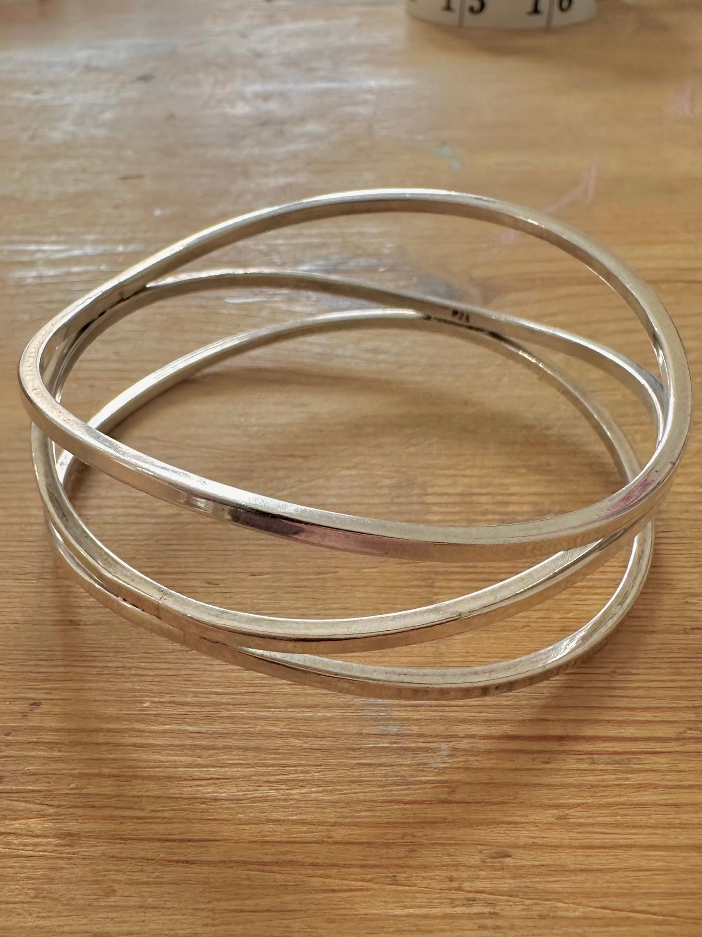 Abstract Multi Layer 925 Silver Bangle