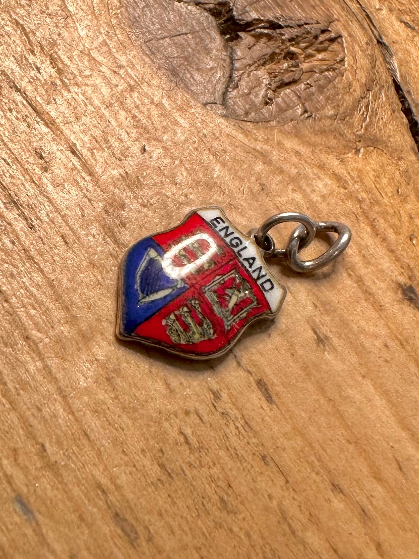 Vintage England Enamel Crest 925 Silver Pendant