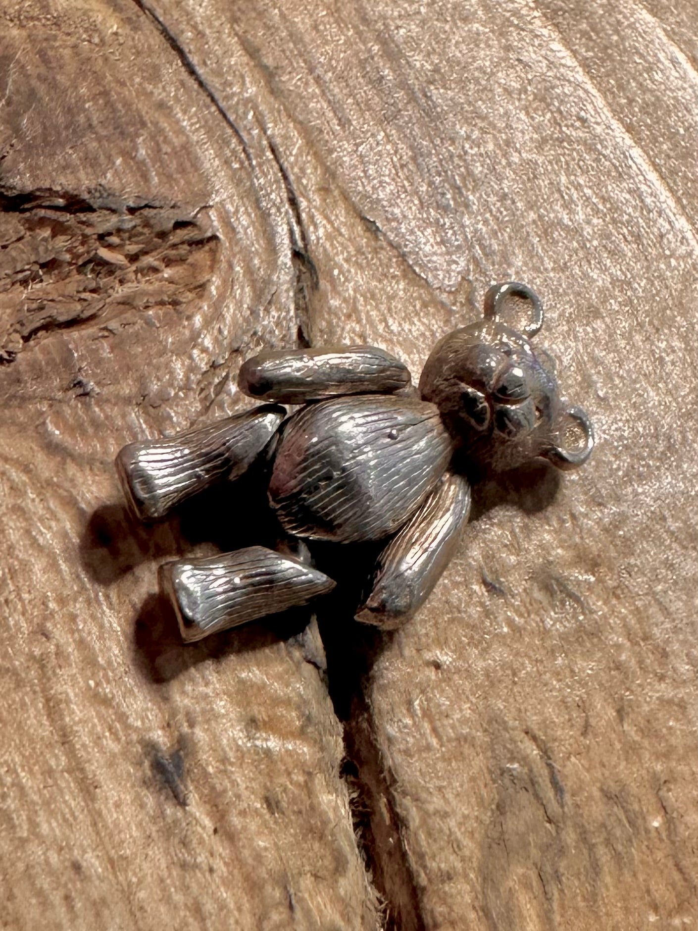 Vintage Teddy Bear Articulated 925 Silver Charm Pendant