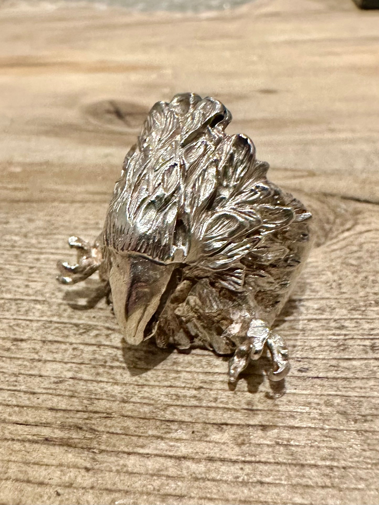 Vintage 1991 Large Screaming Eagle Heavy 925 Silver Size V Ring