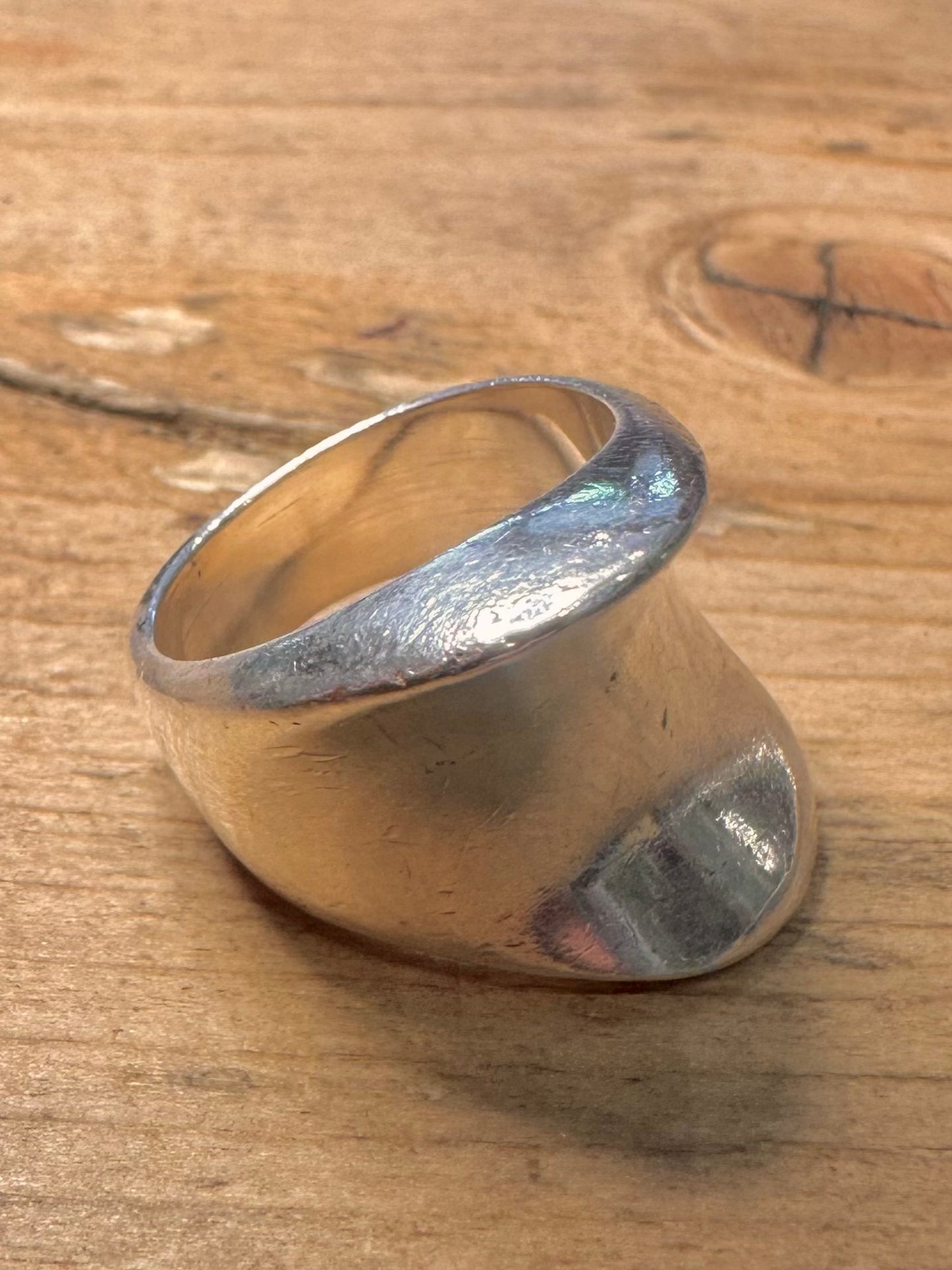 Abstract Chunky Concave 925 Silver Size N1/2 Ring