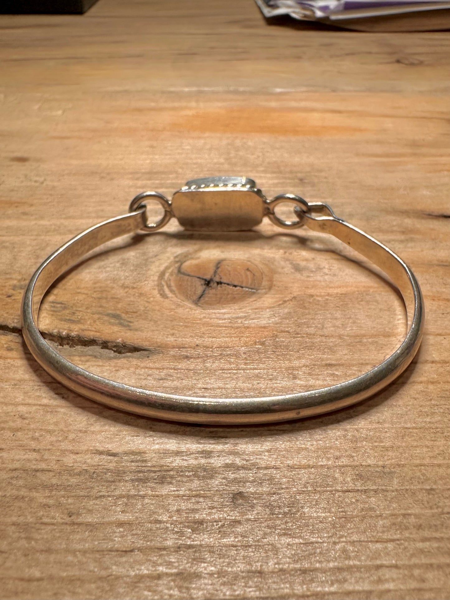 Vintage Amber Rectangle 925 Silver Mexico Bangle