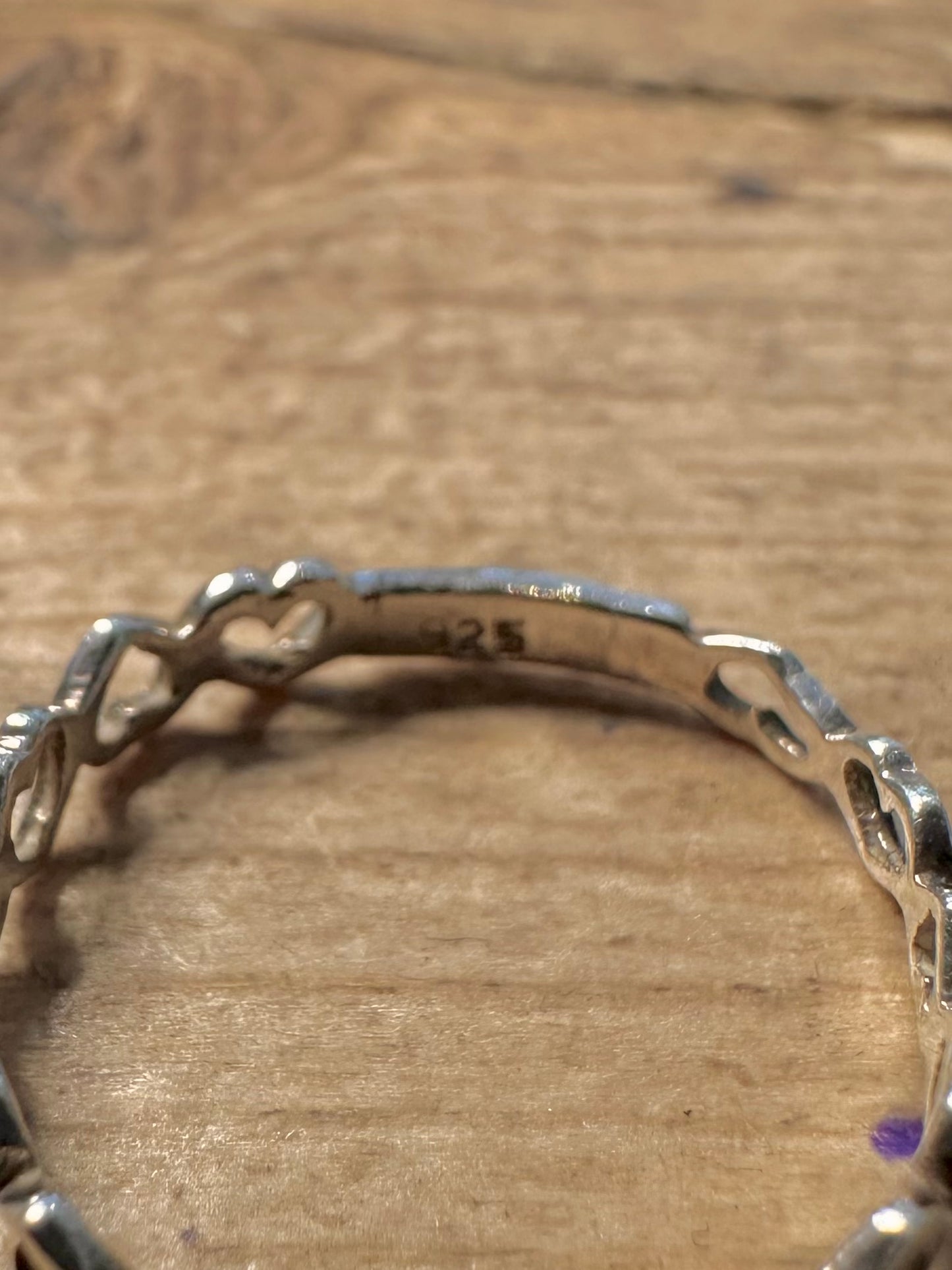 Vintage Heart Band 925 Silver Size P Ring