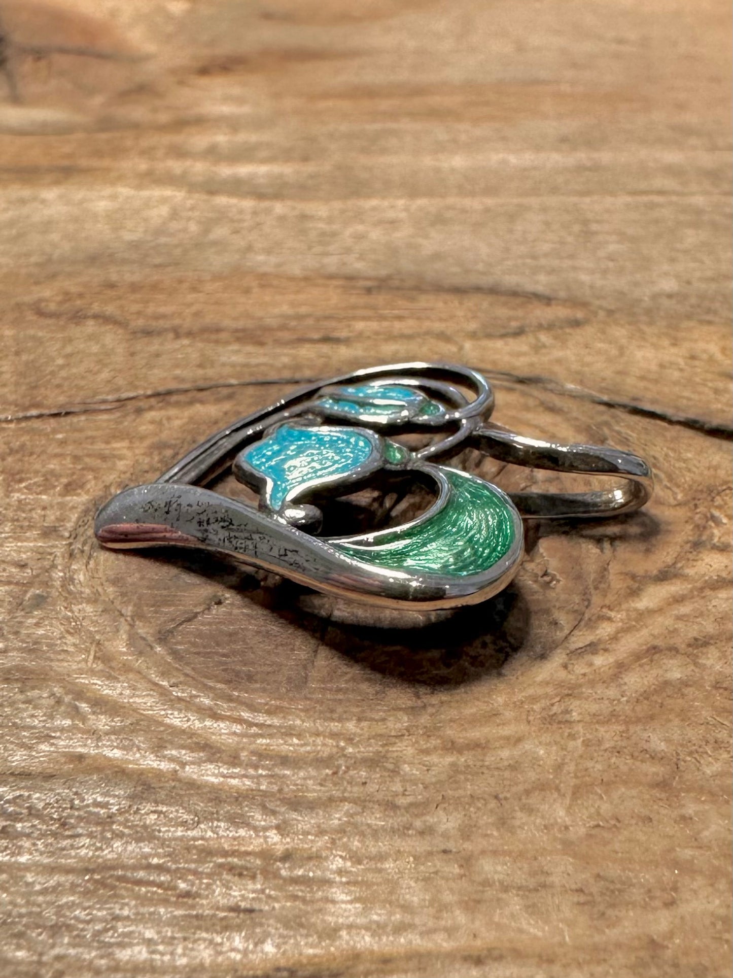 Vintage Enamel Flower 925 Silver Pendant