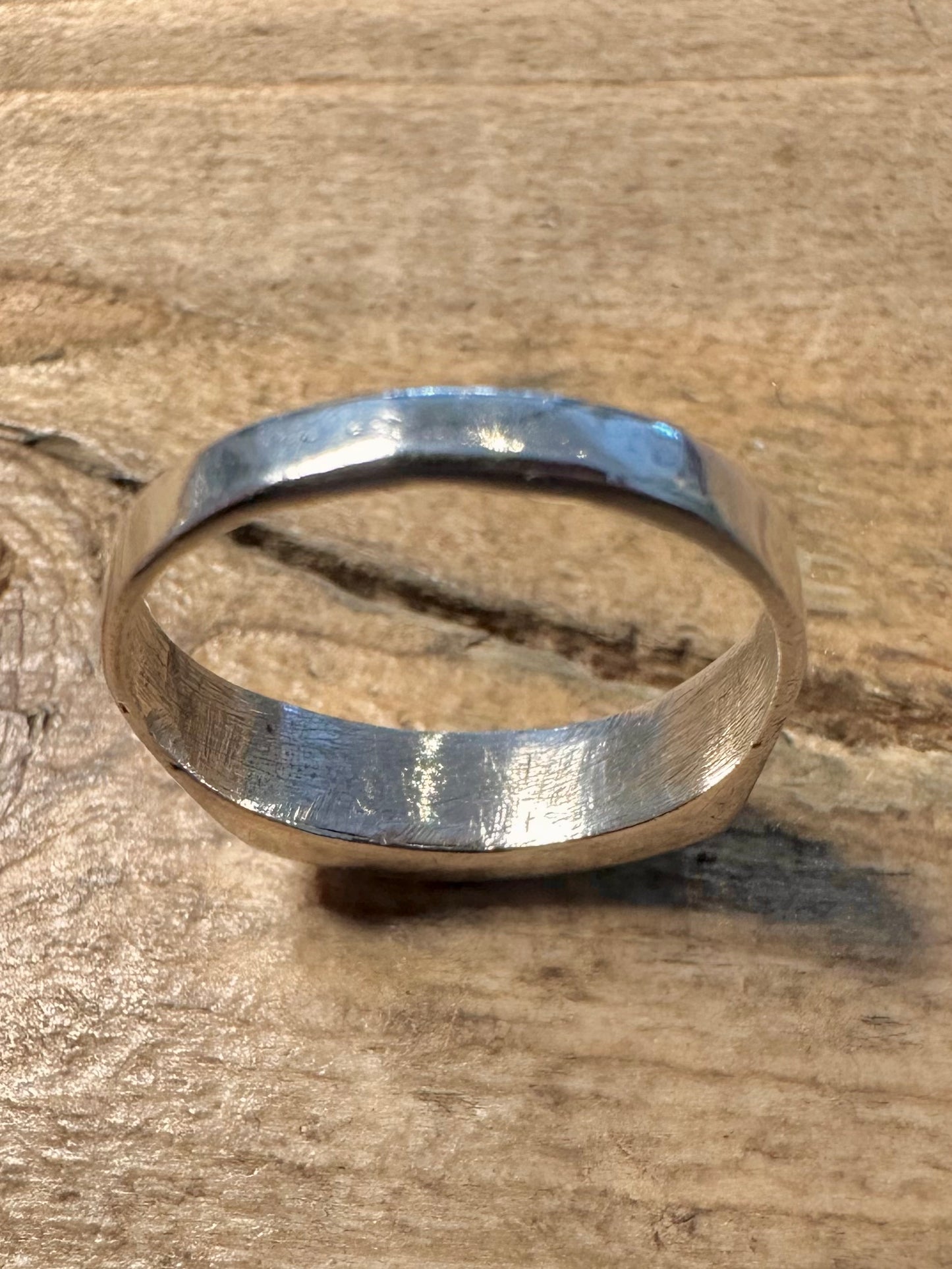Vintage Turquoise Inlay 925 Silver Size P Ring