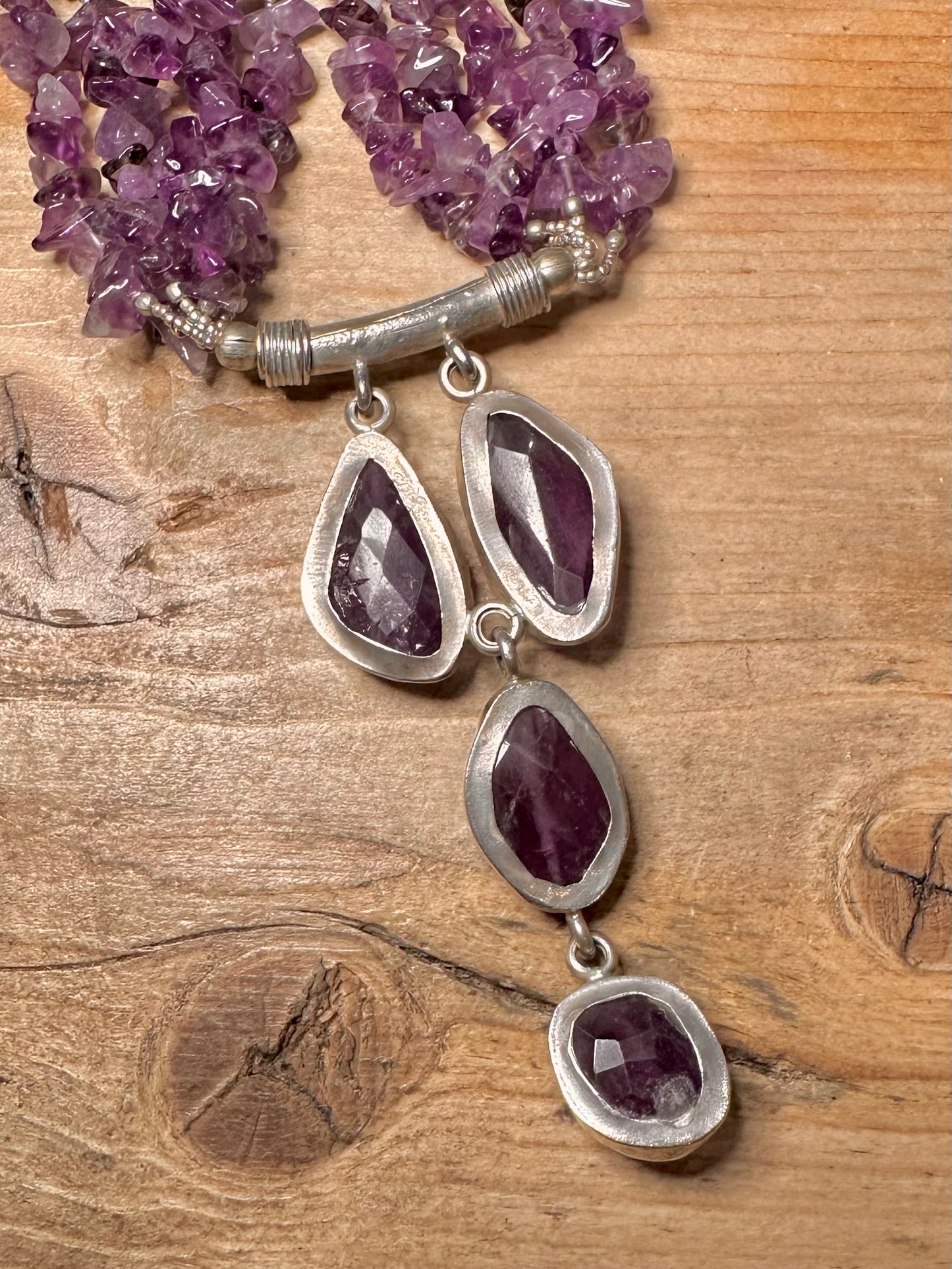 Stunning Handmade Amethyst 925 Silver 20.5 inch Necklace