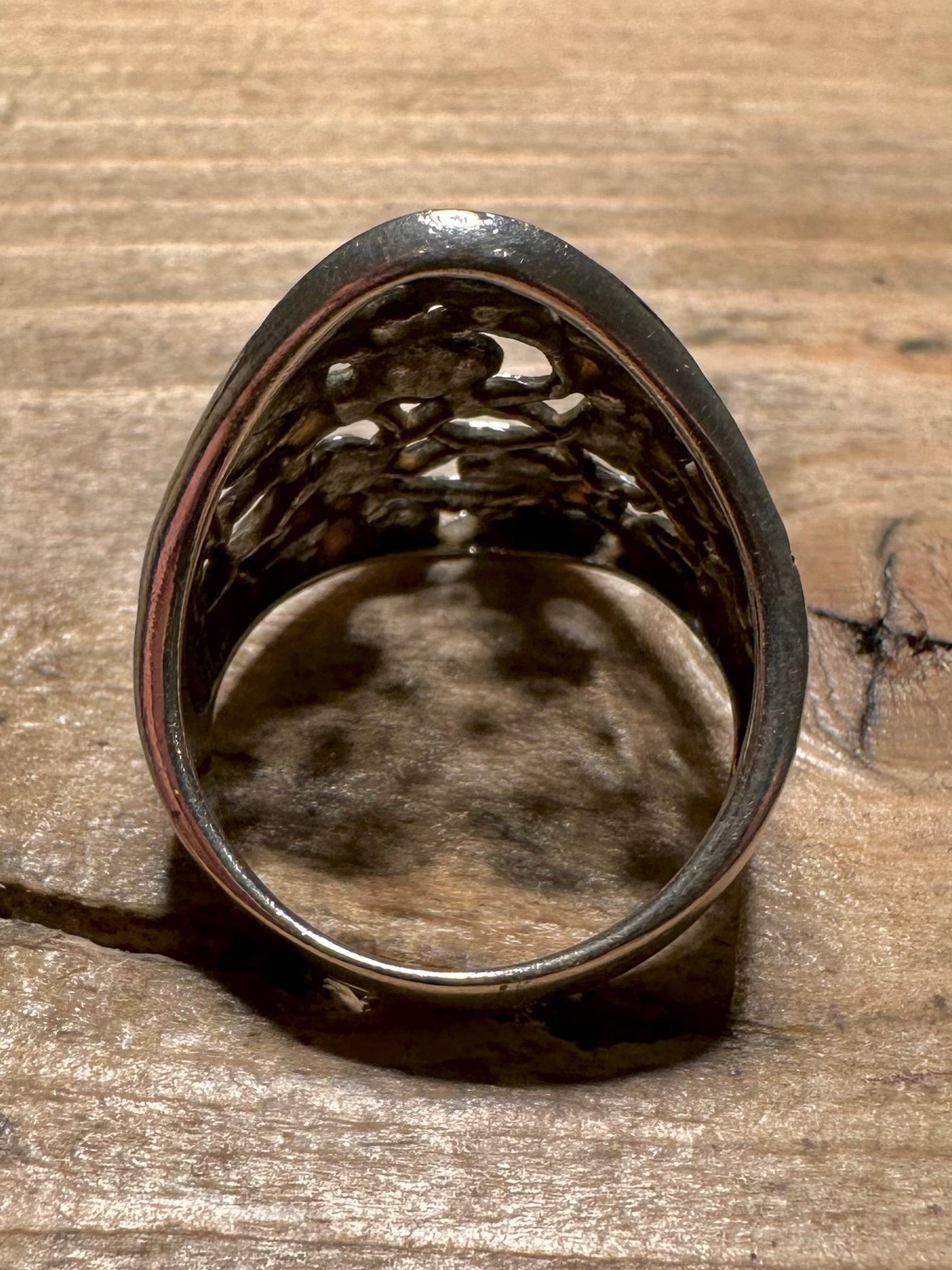Abstract Filigree 925 Silver Size R1/2 Ring