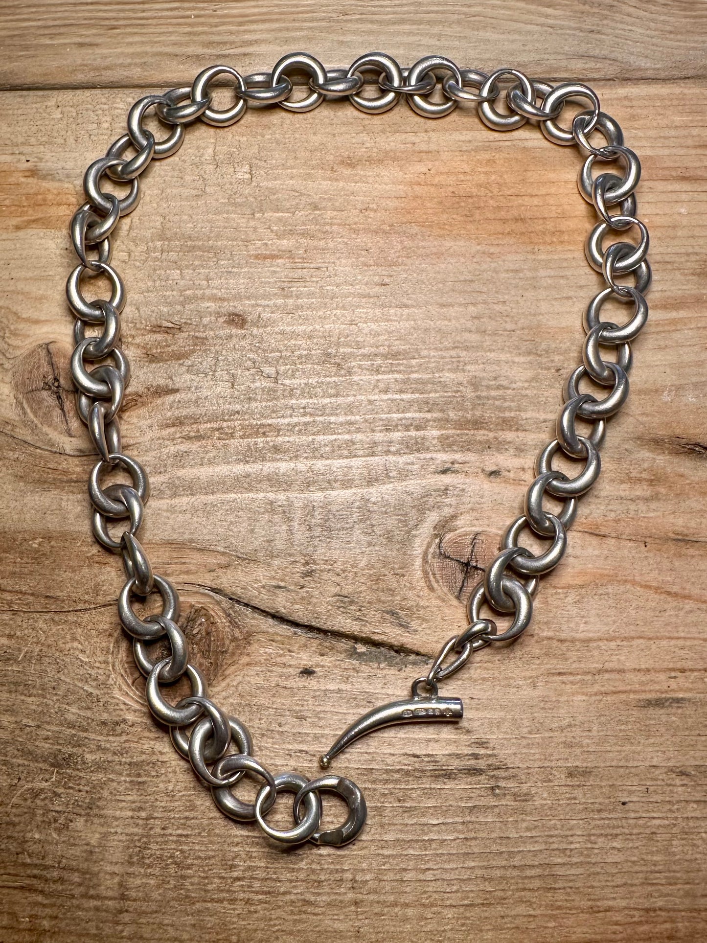 Abstract Link 2000 Maker PF Blue Stone 925 Silver 17.5 inch Necklace