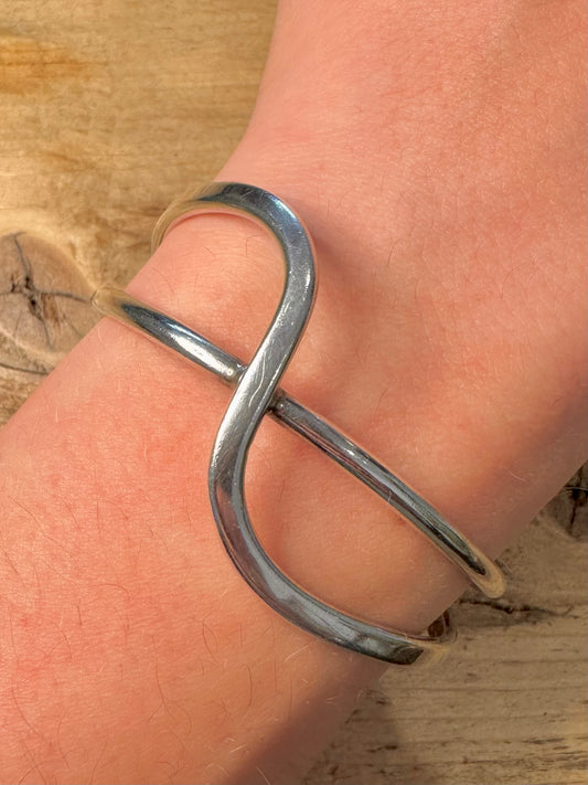 Abstract Overlapping Cuff 925 Silver Bangle