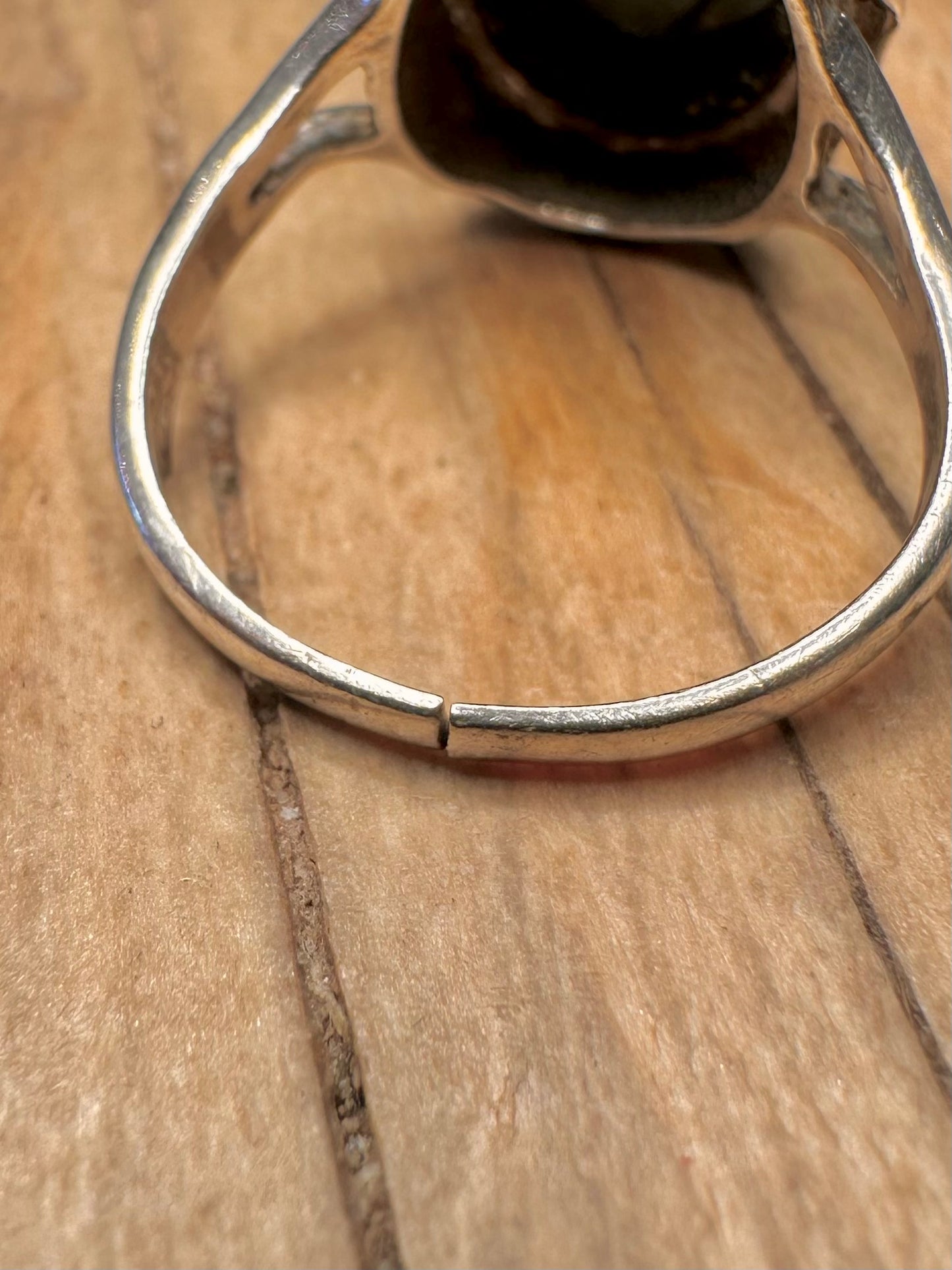 Vintage 1977 Bloodstone 925 Sterling Silver Size O Split on band Ring