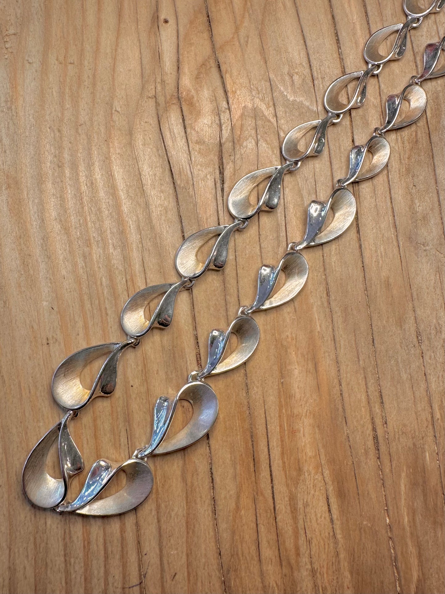 Abstract Unique Graduated Link 925 Sterling Silver 17.8 inch Maker AZ Necklace