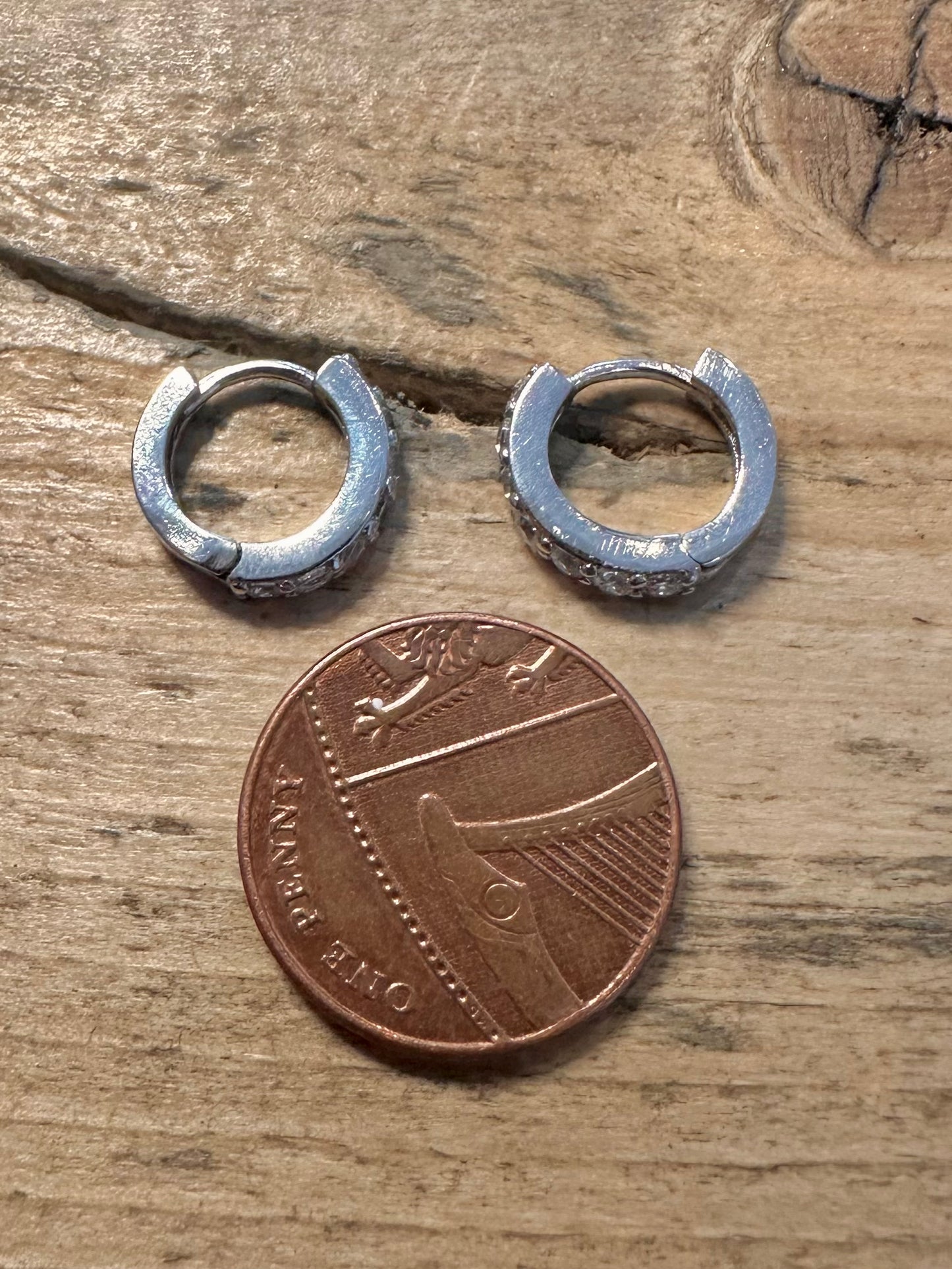 Modern CZ Stone Hoops 925 Silver Earrings