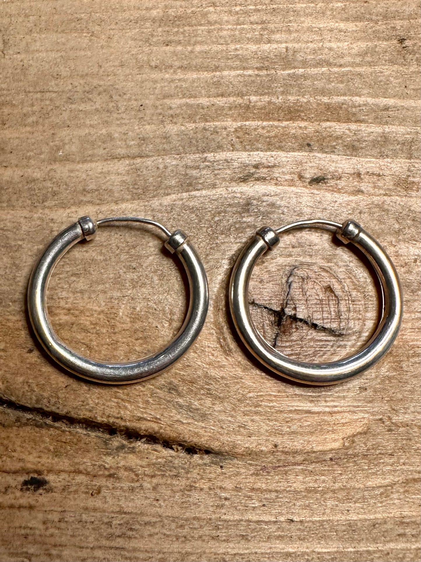 Vintage Chunky Hoops 925 Silver Earrings