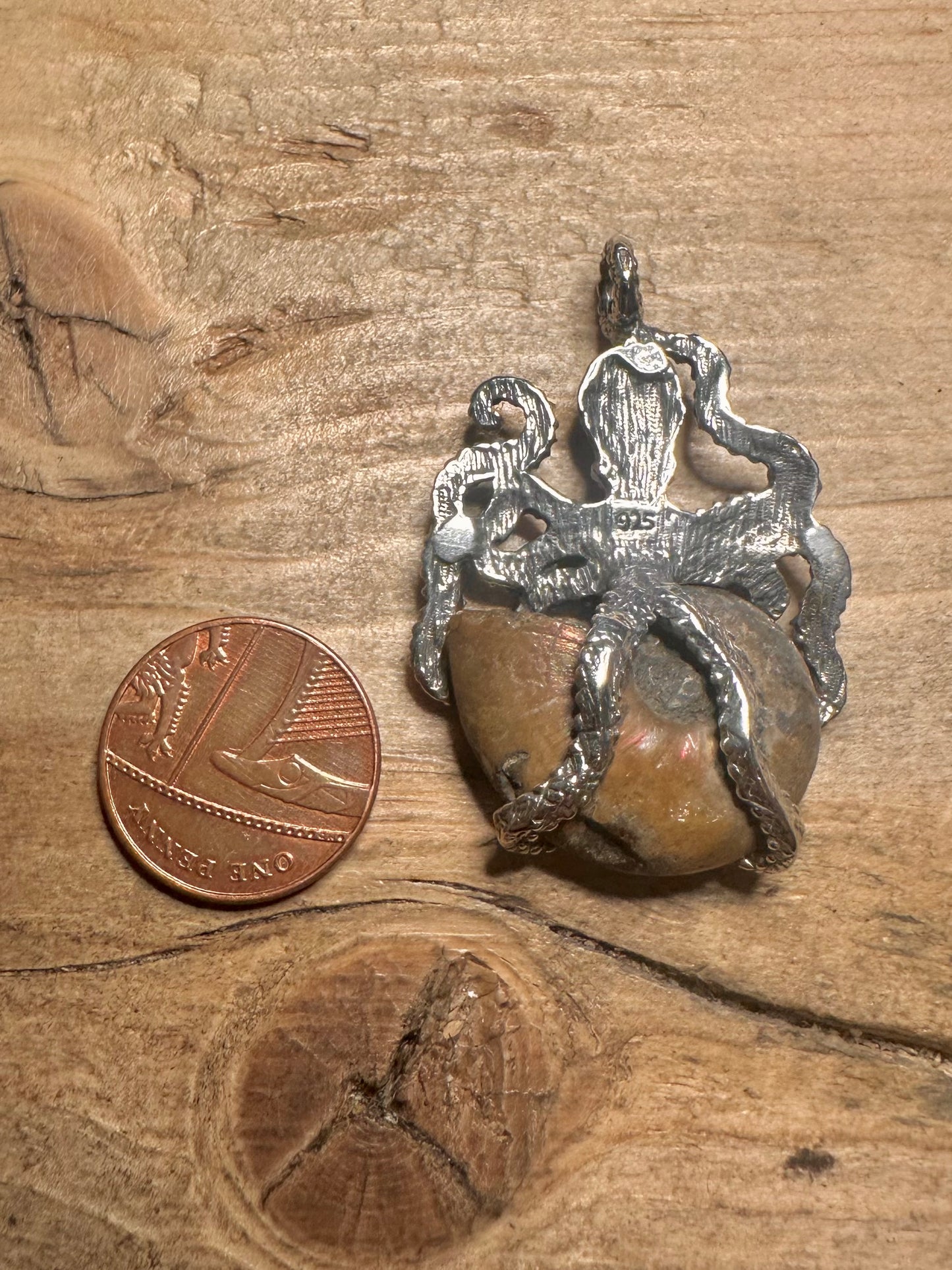 Vintage Octopus Ammonite 925 Silver Pendant