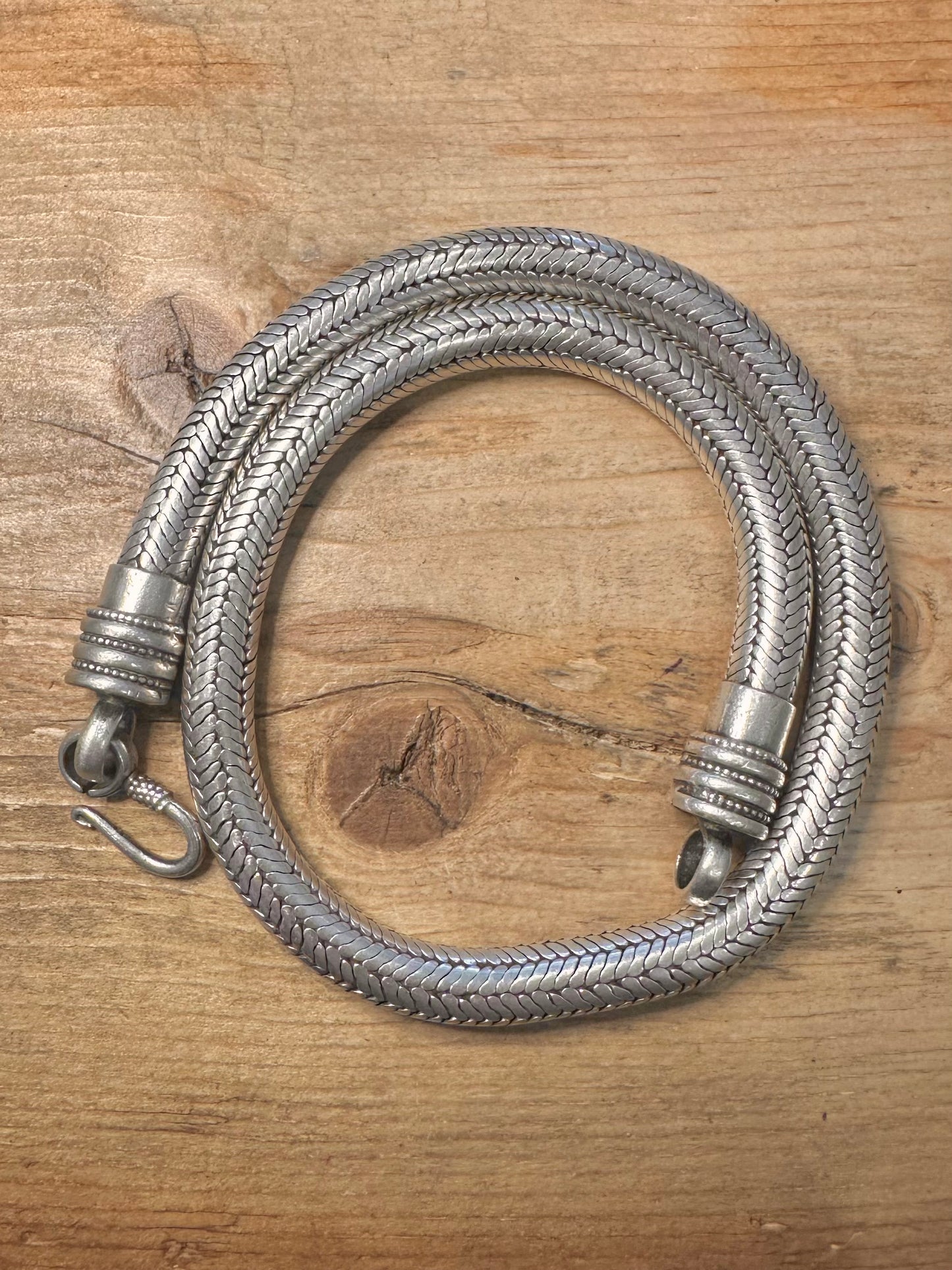 Vintage Chunky Snake Chain Hook Clasp 925 Silver 19.8 inch Necklace