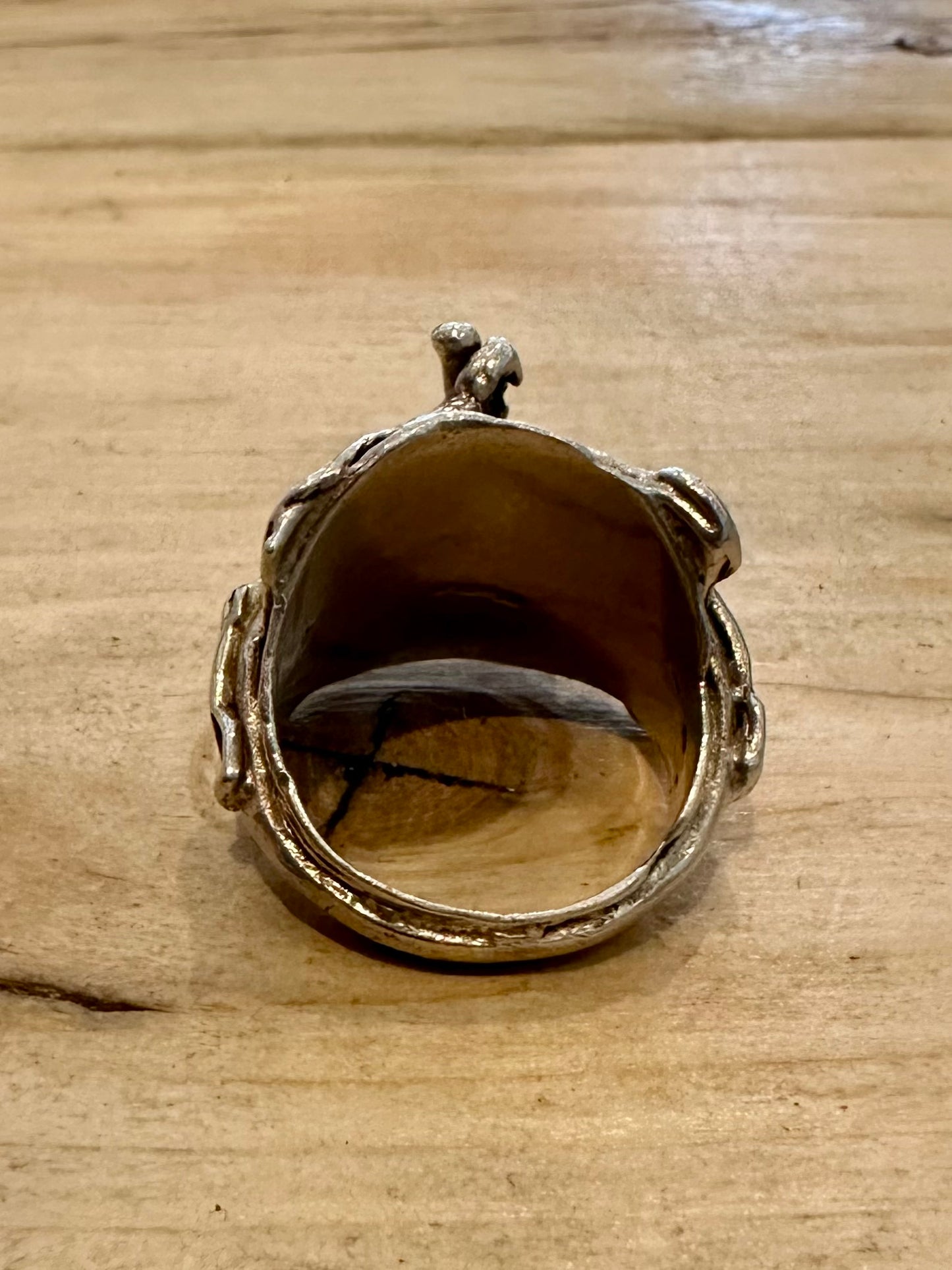 Vintage Detailed Horse Saddle 925 Silver Size V Ring