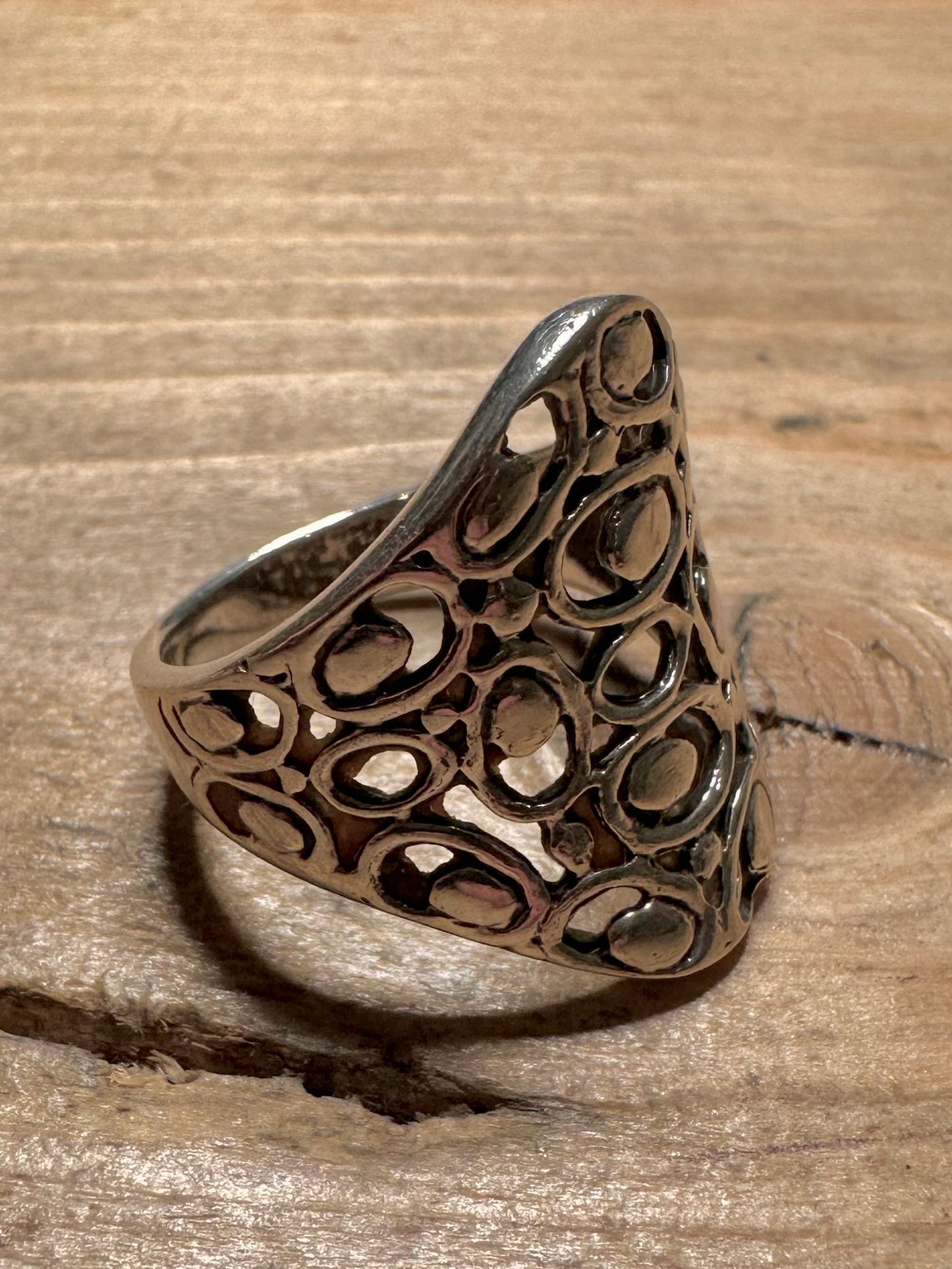 Abstract Filigree 925 Silver Size R1/2 Ring