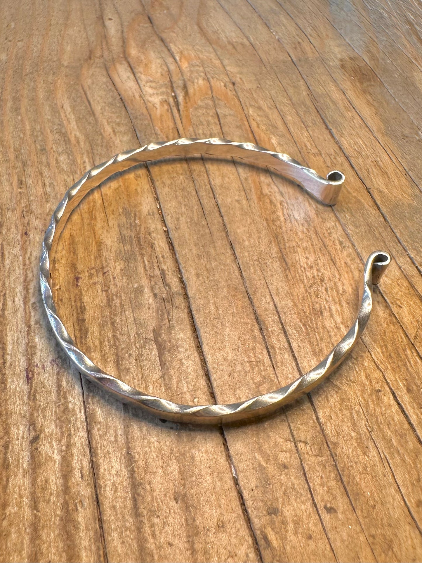 Hammered Open Cuff Maker KH 925 Sterling Silver Bangle