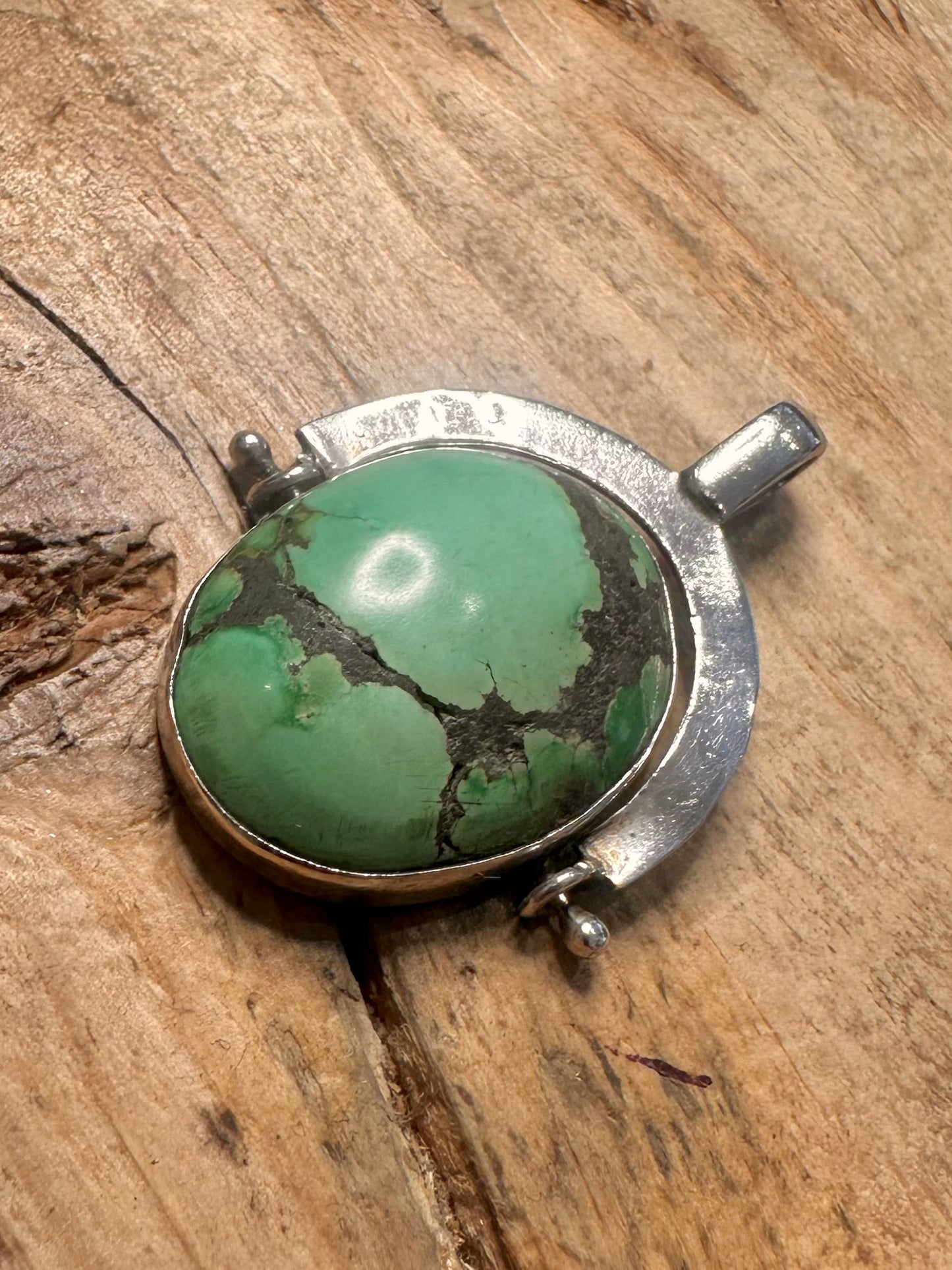 Vintage Turquoise Spinner 925 Silver Pendant