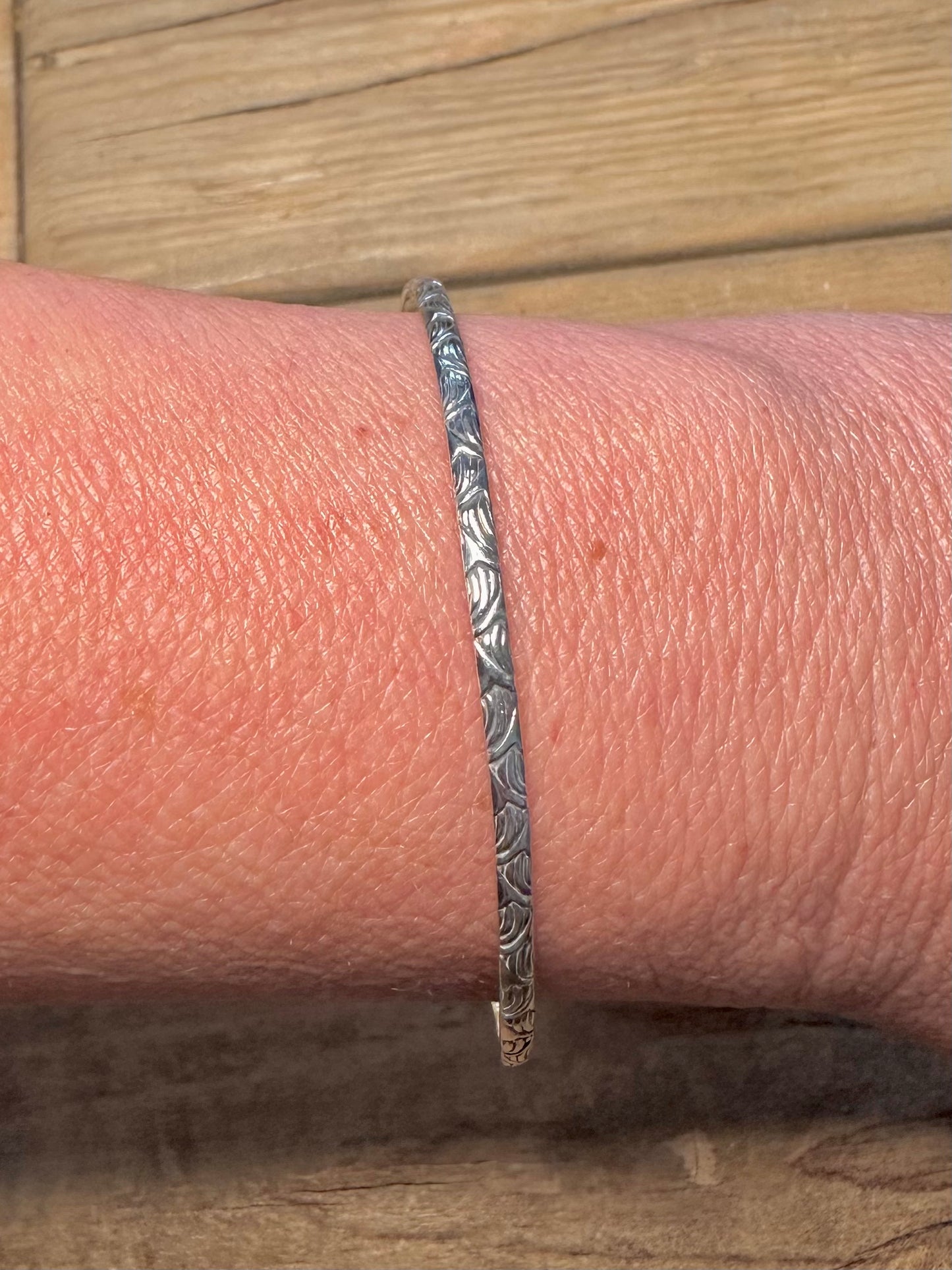 Vintage Boho Engraved 925 Silver Bangle