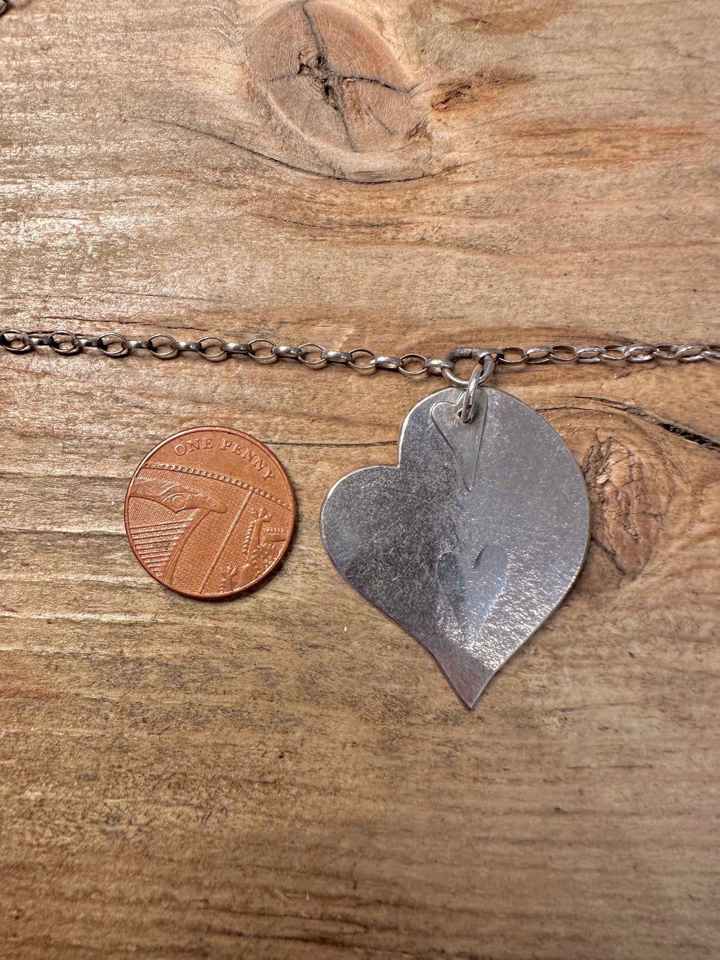Abstract Heart Belcher Chain 925 Silver 18.8 inch Necklace