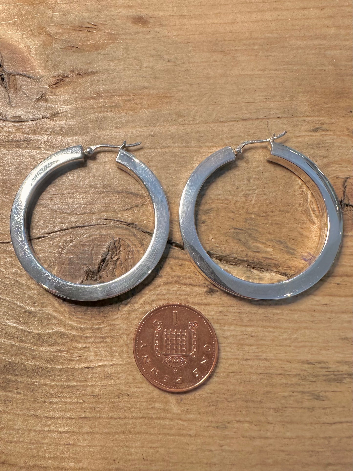 Vintage Chunky Hoops 925 Silver Earrings