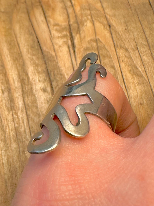 Vintage Swirl Fork Style 925 Sterling Silver Size O1/2 Ring