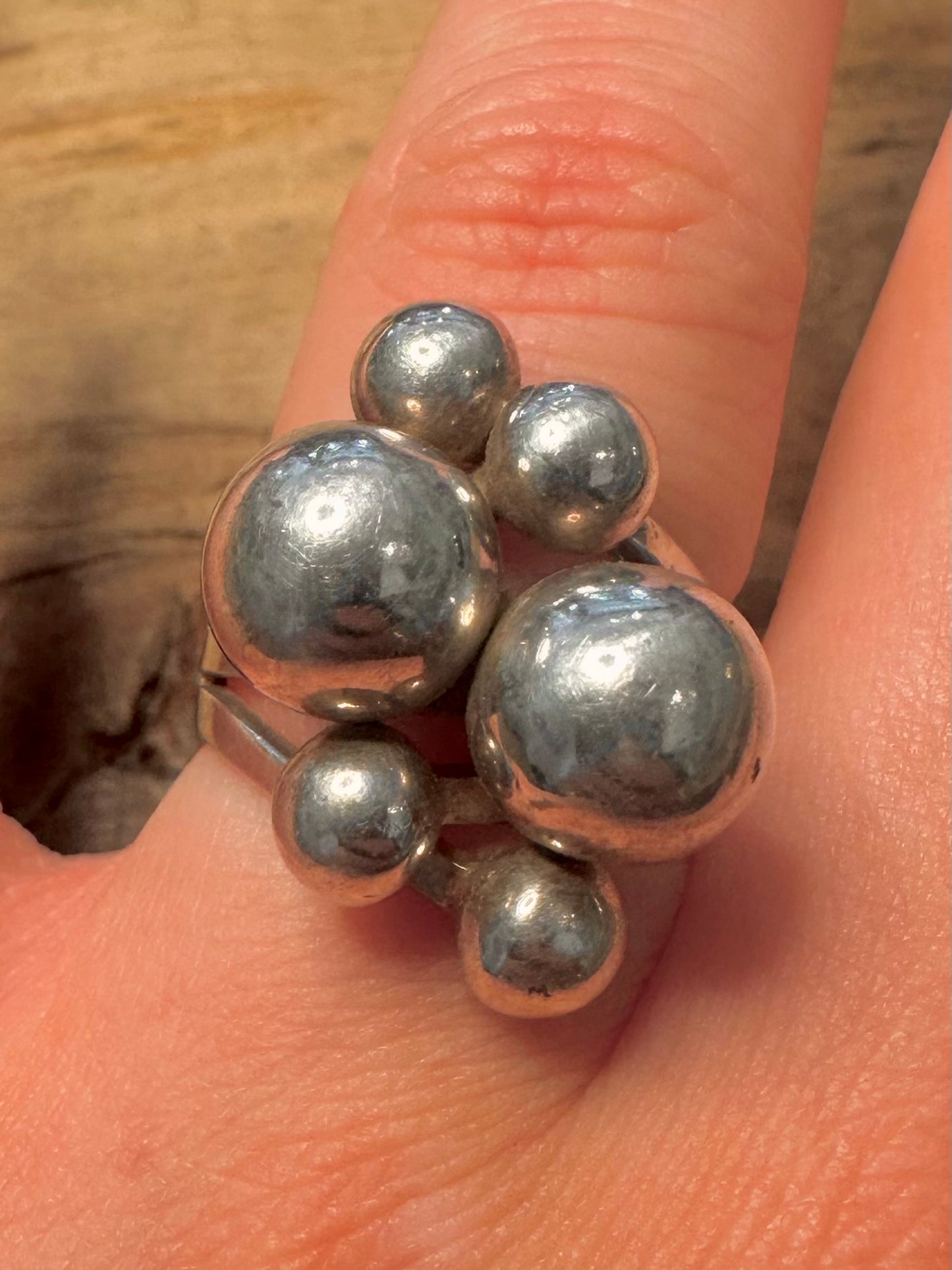 Abstract Multi Ball 925 Silver Mexico Size Q Ring