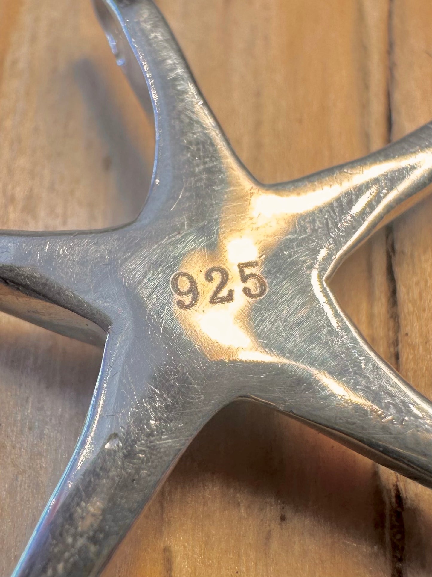 Modernist Star Fish 925 Sterling Silver Pendant