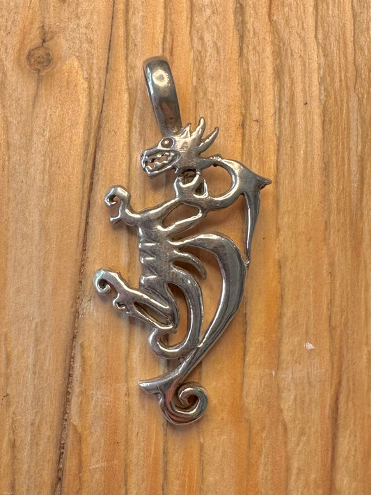 Vintage Dragon 925 Sterling Silver Pendant