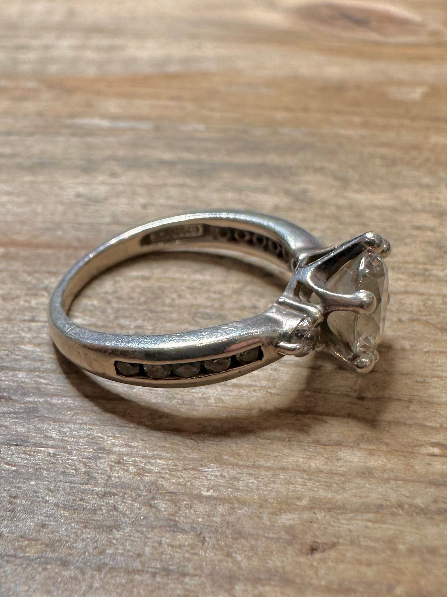 Vintage CZ Solitaire 925 Silver Size N Ring