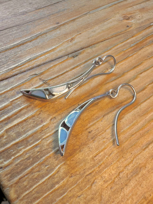 Abstarct Mother of Pearl Curved Kit Heath 925 Sterling Silver Earrings