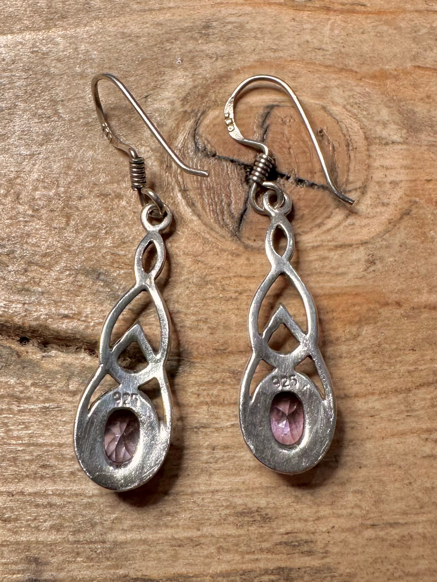 Vintage Amethyst Dangle 925 Silver Earrings