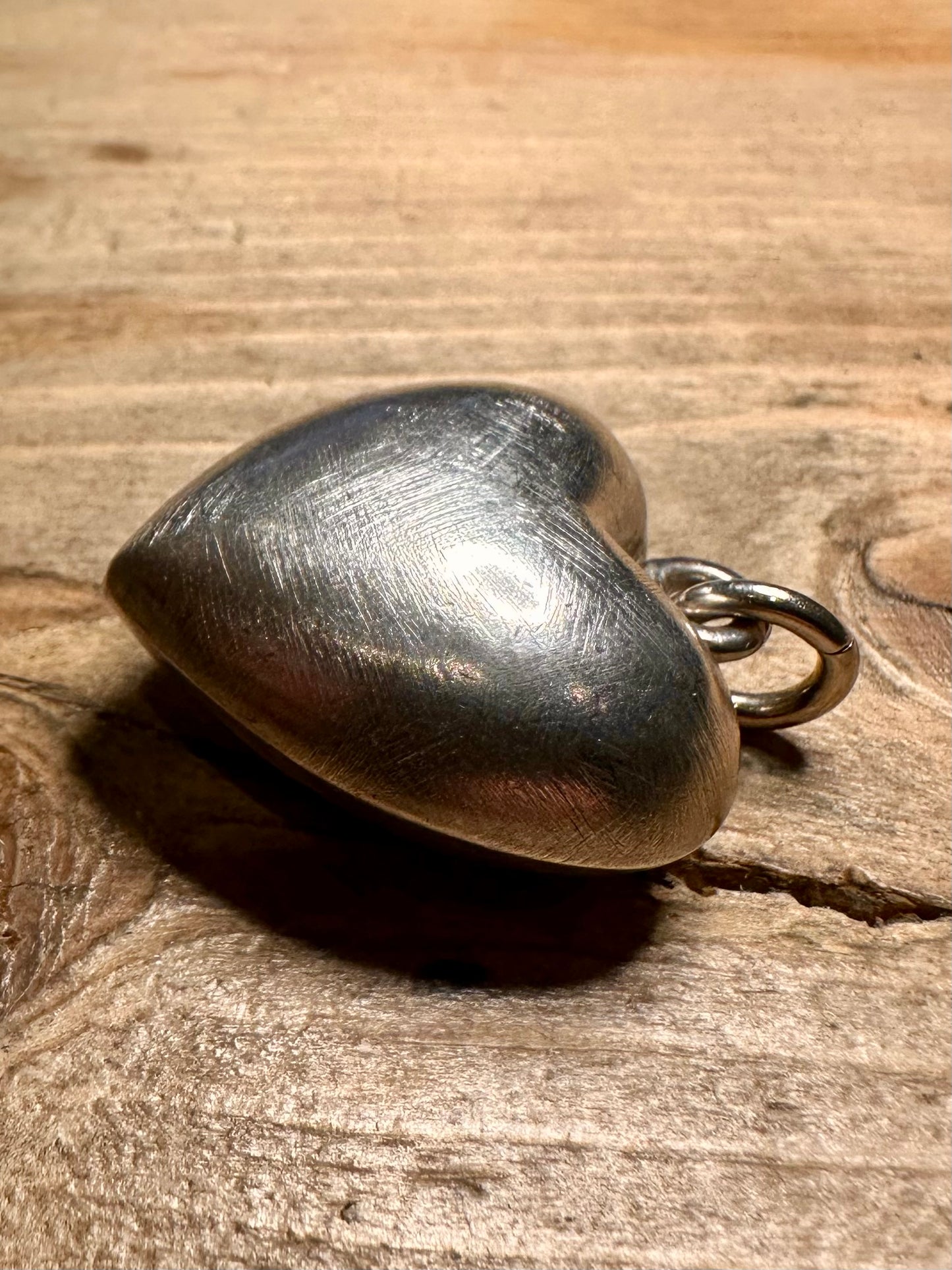 Vintage Large Puff Heart 925 Silver Pendant