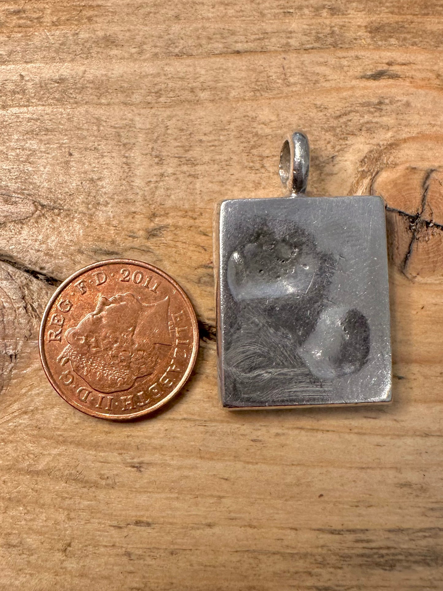 Vintage Engraved Rectangle 925 Silver Pendant