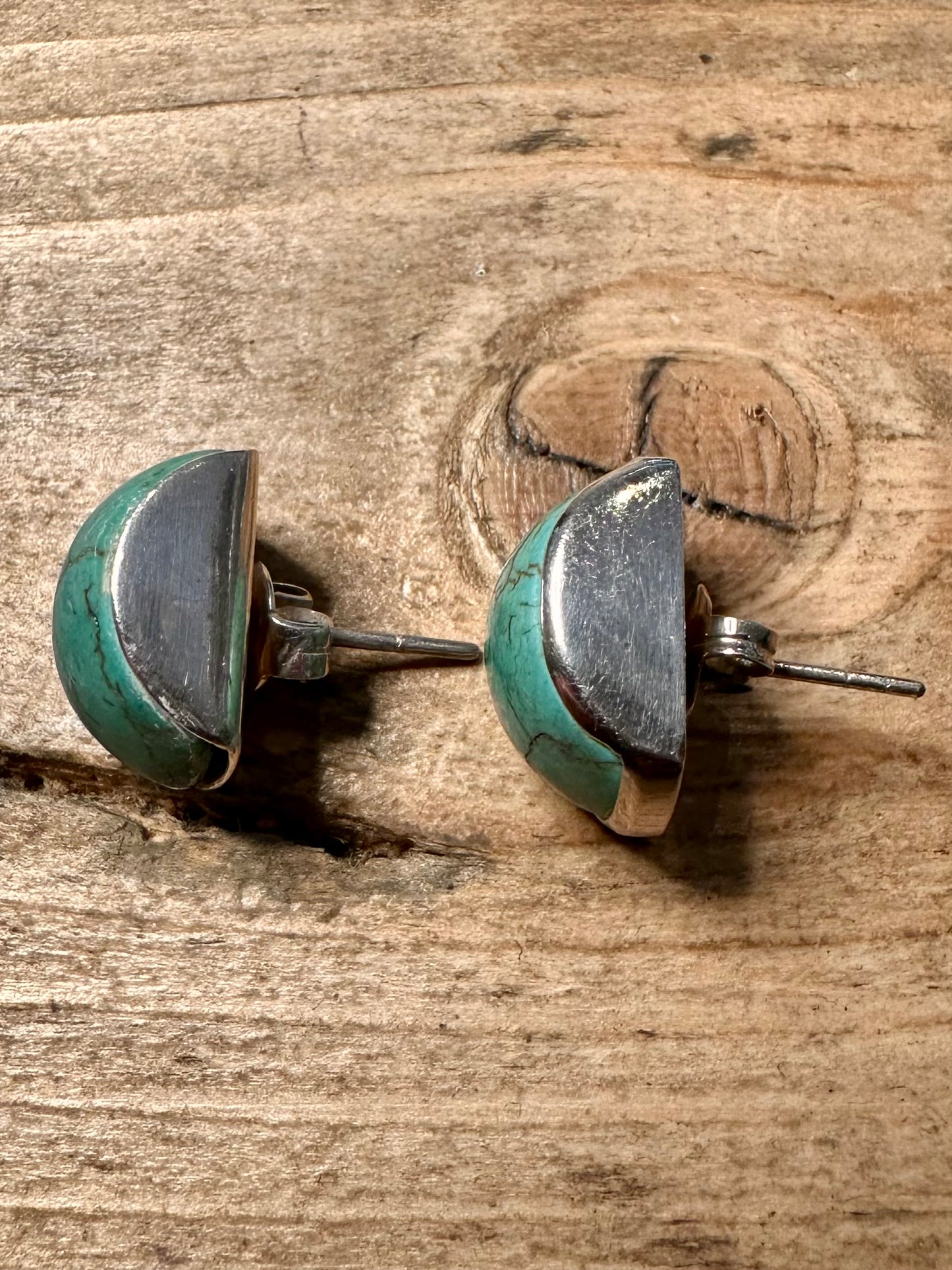 Abstract Turquoise Stud 925 Silver Earrings