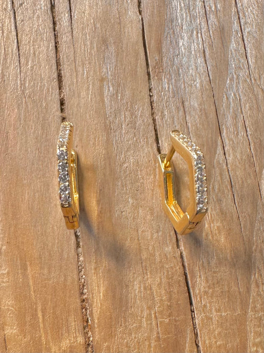 Abstract CZ Geometric Hoop 925 Silver Earrings